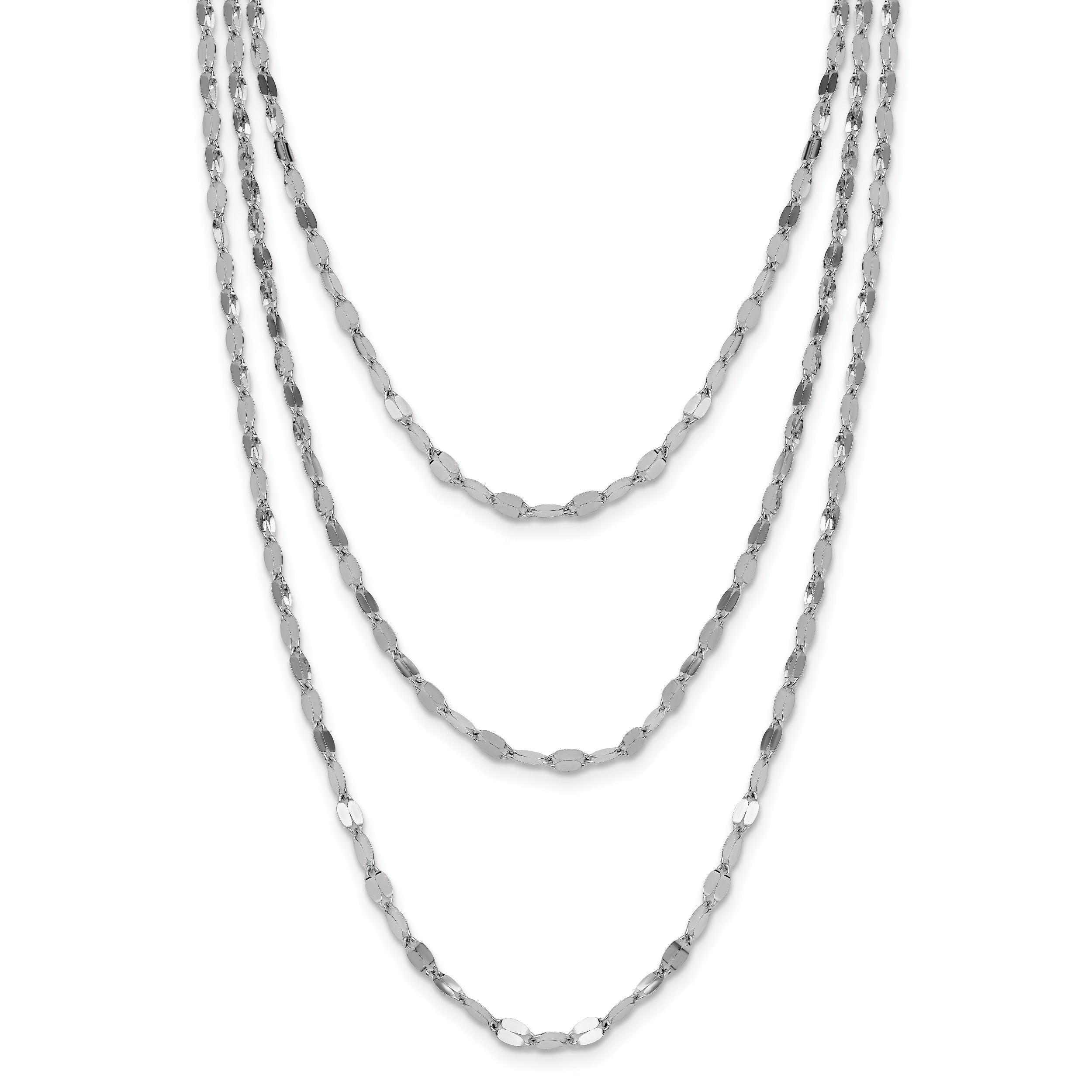 Sterling Silver Rhodium-Rhodium-Plated Polished Multi-strand Necklace