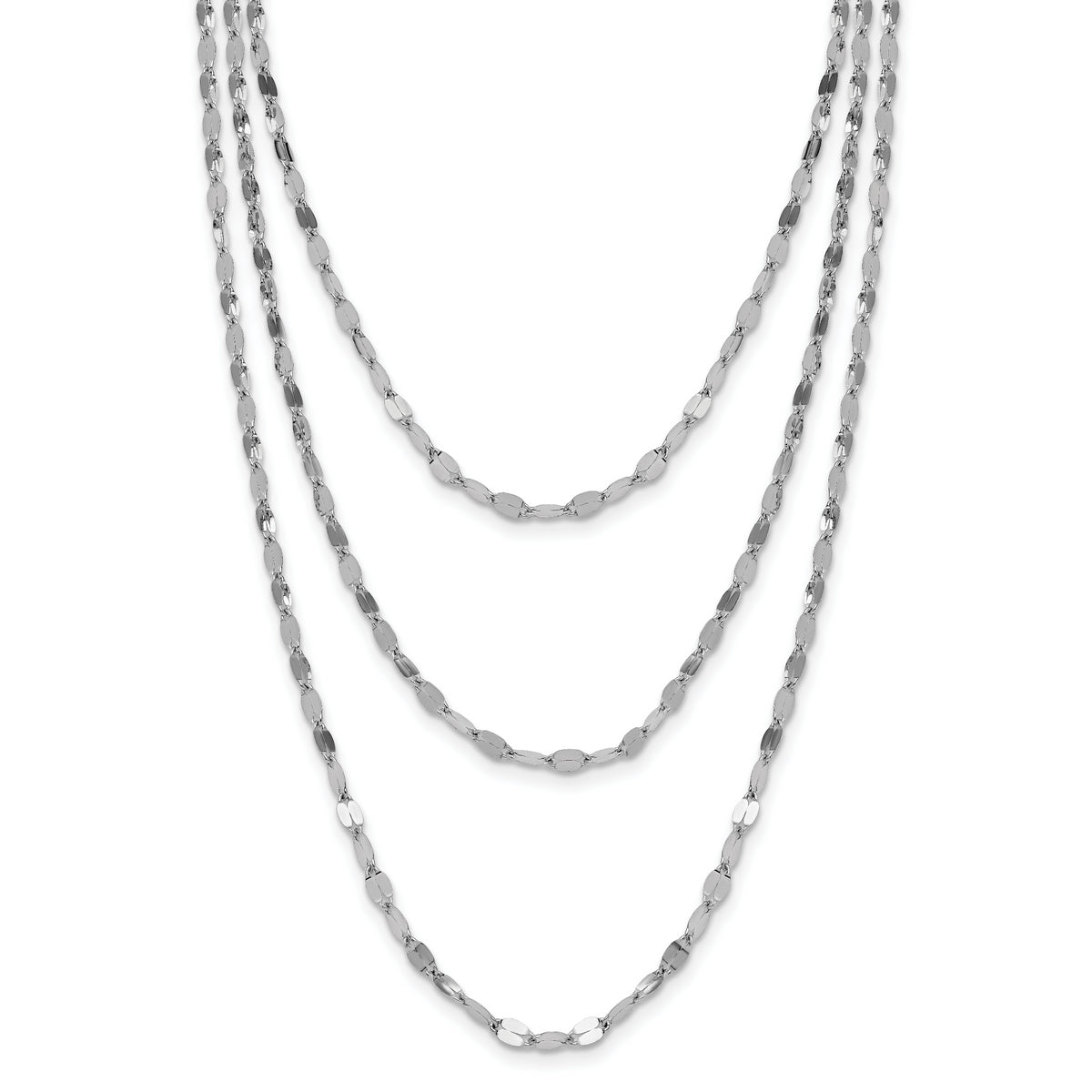 Sterling Silver Rhodium-Rhodium-Plated Polished Multi-strand Necklace