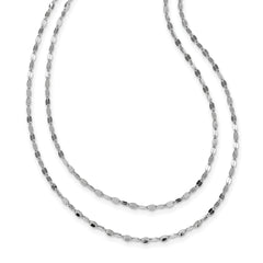 Sterling Silver Rhodium-Rhodium-Plated Polished Double-strand Necklace