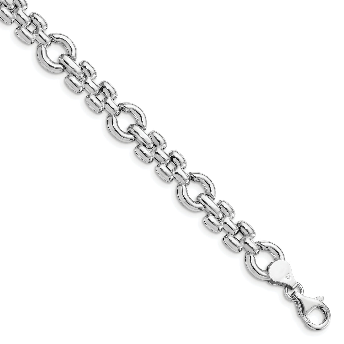 Sterling Silver Rhodium-Rhodium-Plated Polished Link Bracelet