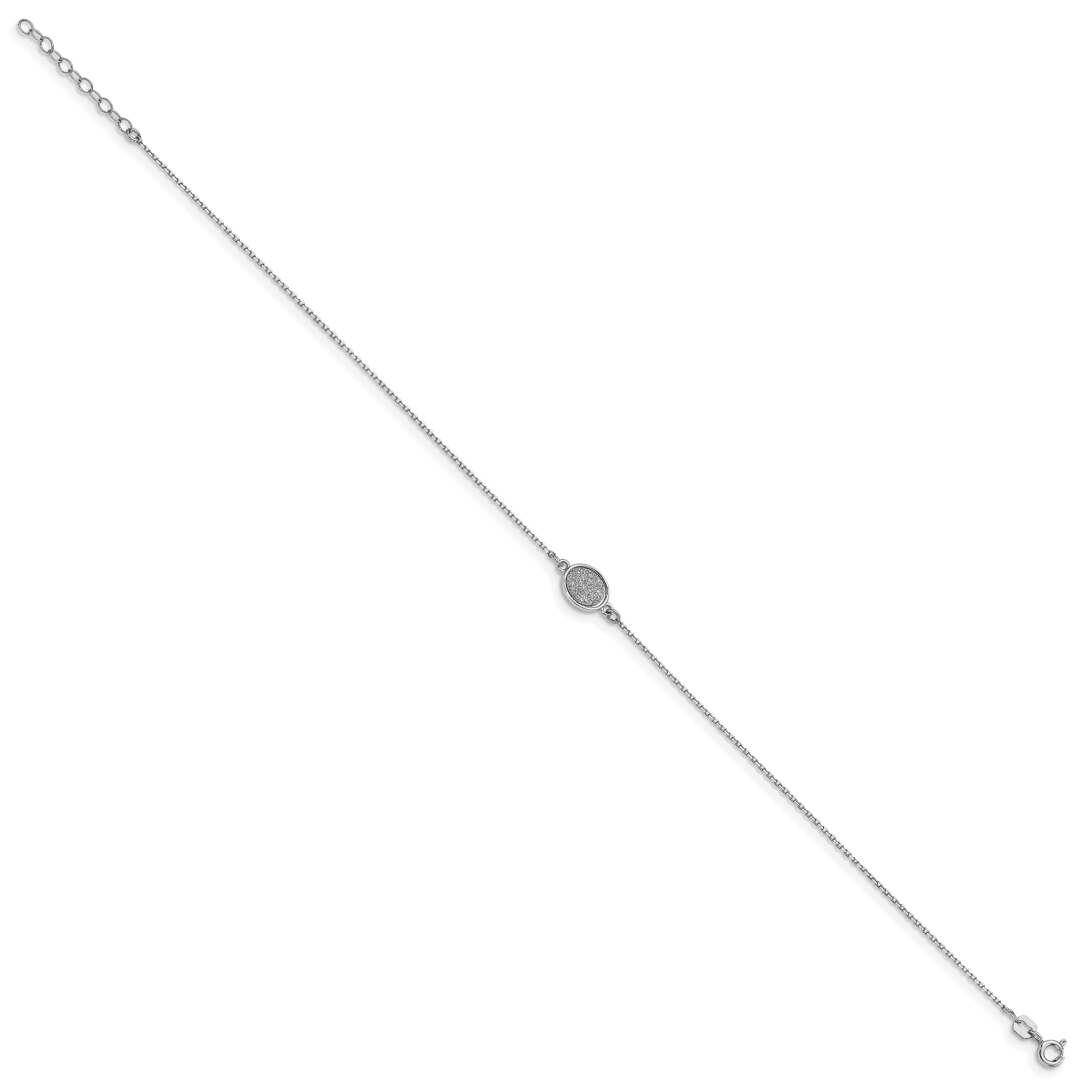 Sterling Silver Rhodium-Rhodium-Plated Glitter-infused w/ 1in ext. Anklet Secondary image