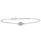 Sterling Silver Rhodium-plated Glitter Oval 9 inch Plus 1 inch Extender - Total 10 inch Anklet