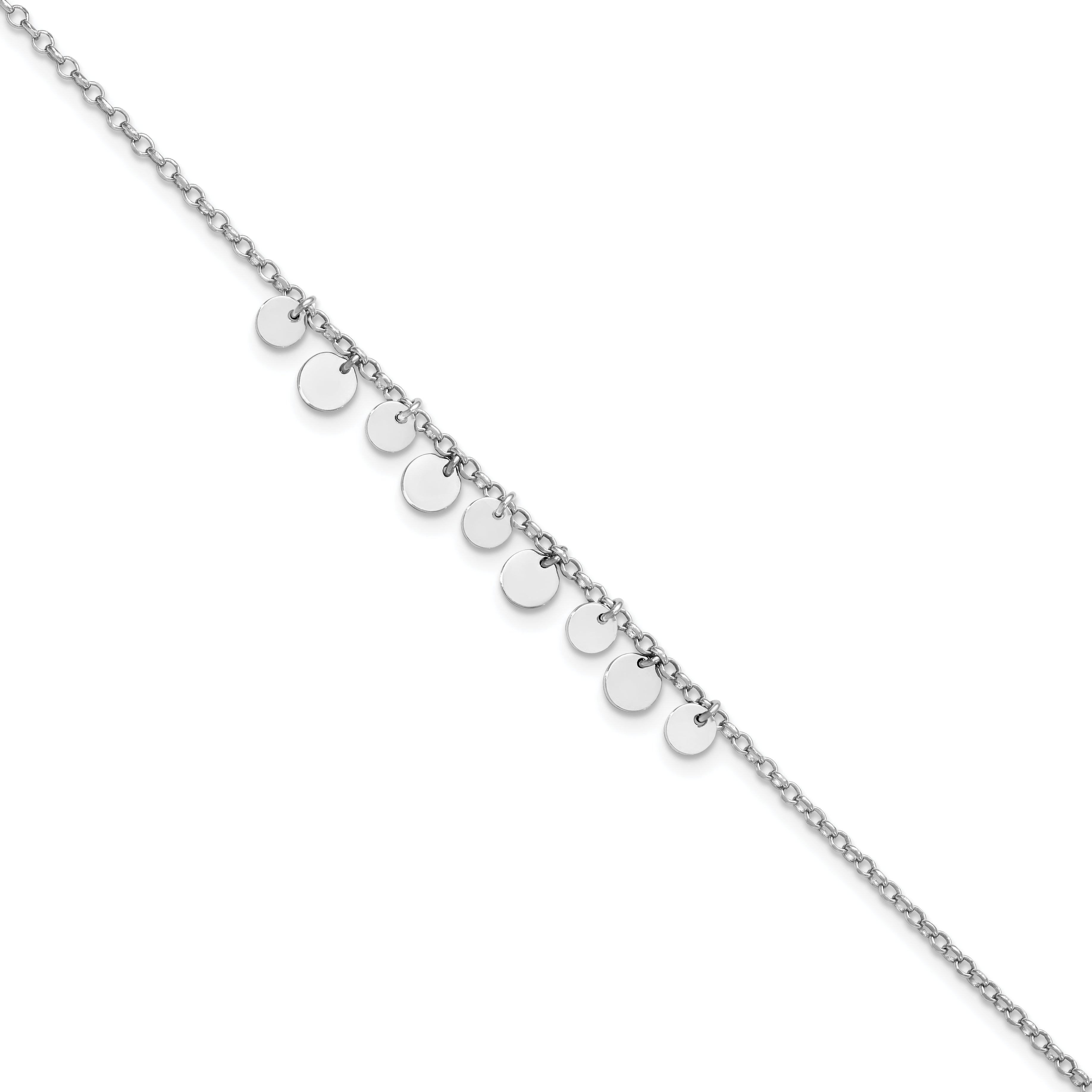 Sterling Silver Rhodium-Rhodium-Plated w/ 1.5in Anklet