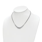 Sterling Silver Rhod-pl Textured Link 2 strand w/ 2in ext Necklace