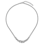Sterling Silver Rhod-pl Textured Link 2 strand w/ 2in ext Necklace
