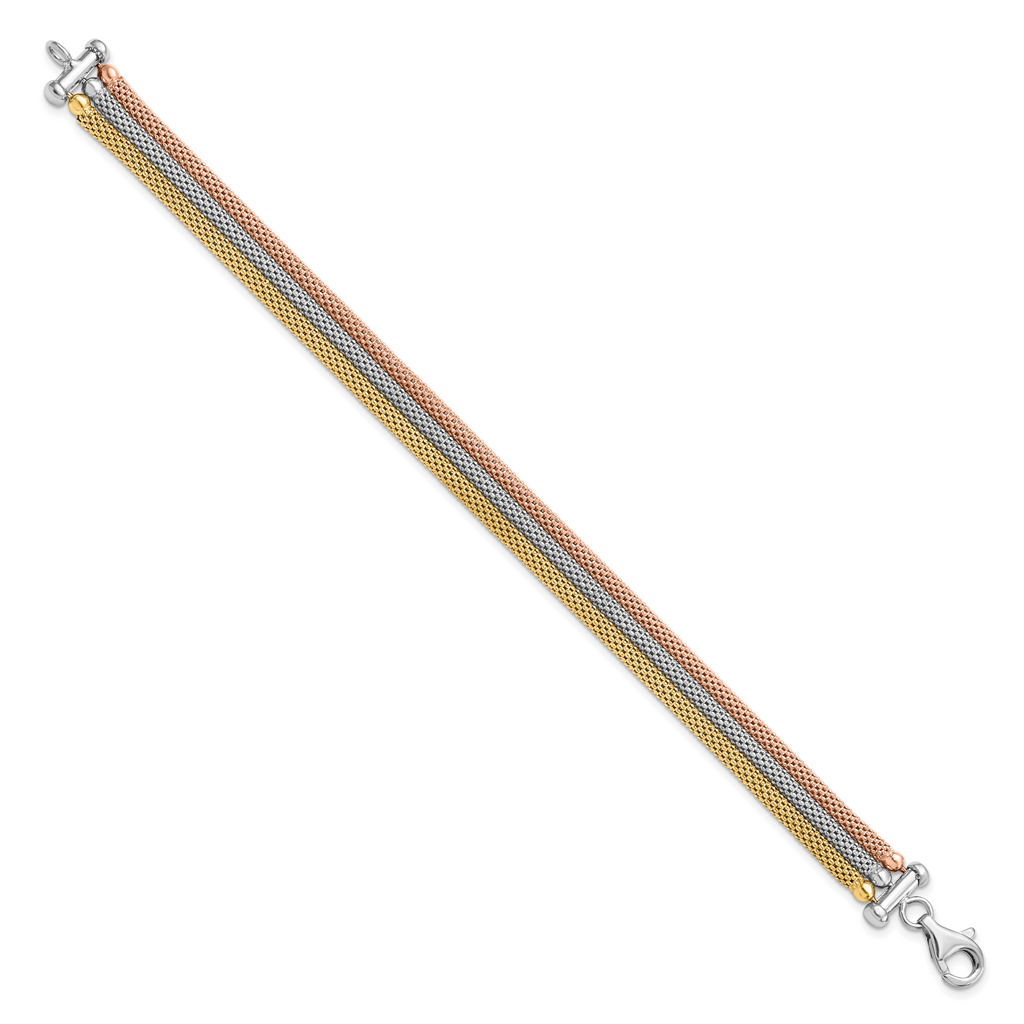 Sterling Silver Rose and Yellow Gold-plated w/ rhodium-pl Bracelet