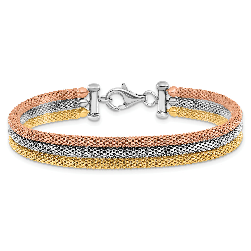 Sterling Silver Rose and Yellow Gold-plated w/ rhodium-pl Bracelet
