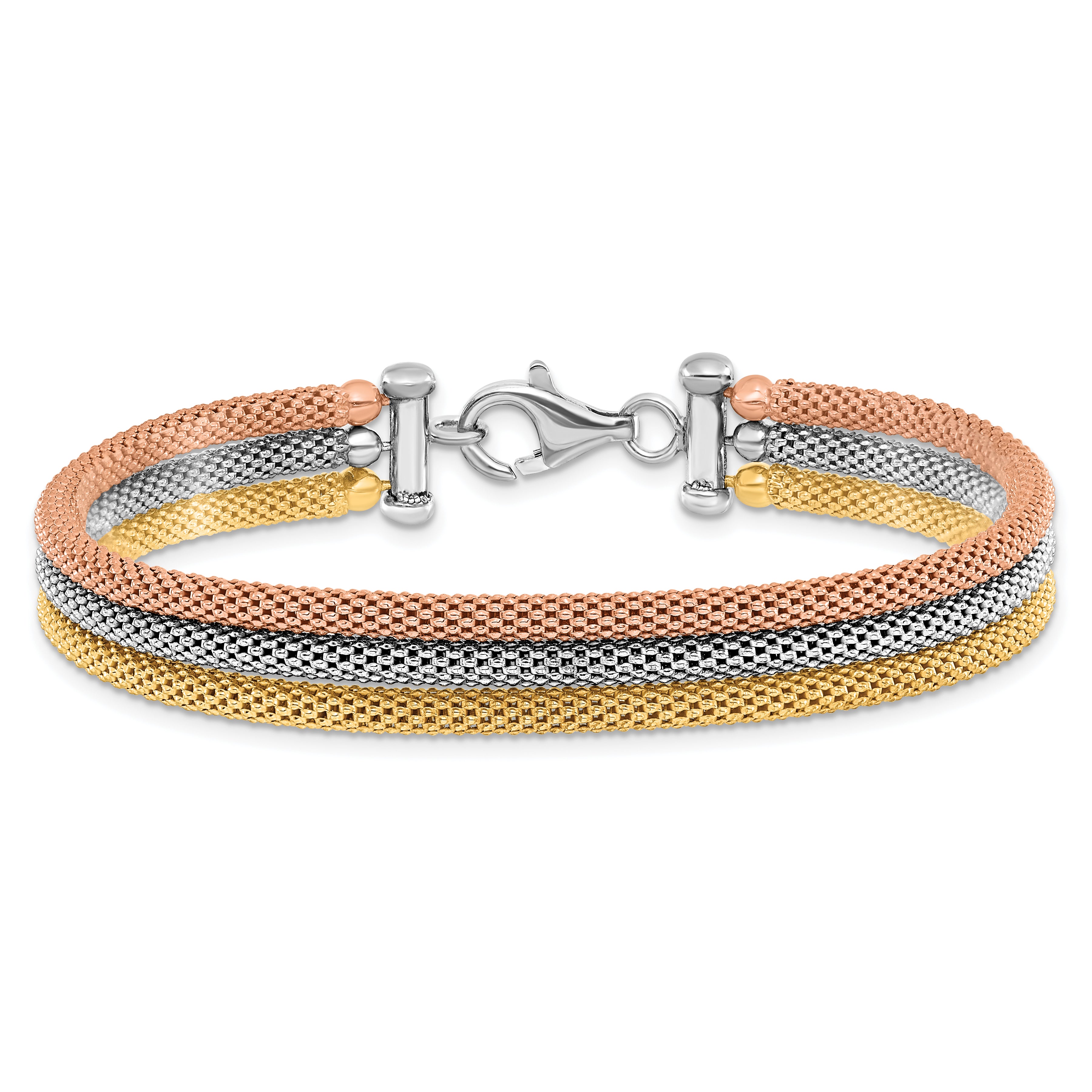 Sterling Silver Rose and Yellow Gold-plated w/ rhodium-pl Bracelet