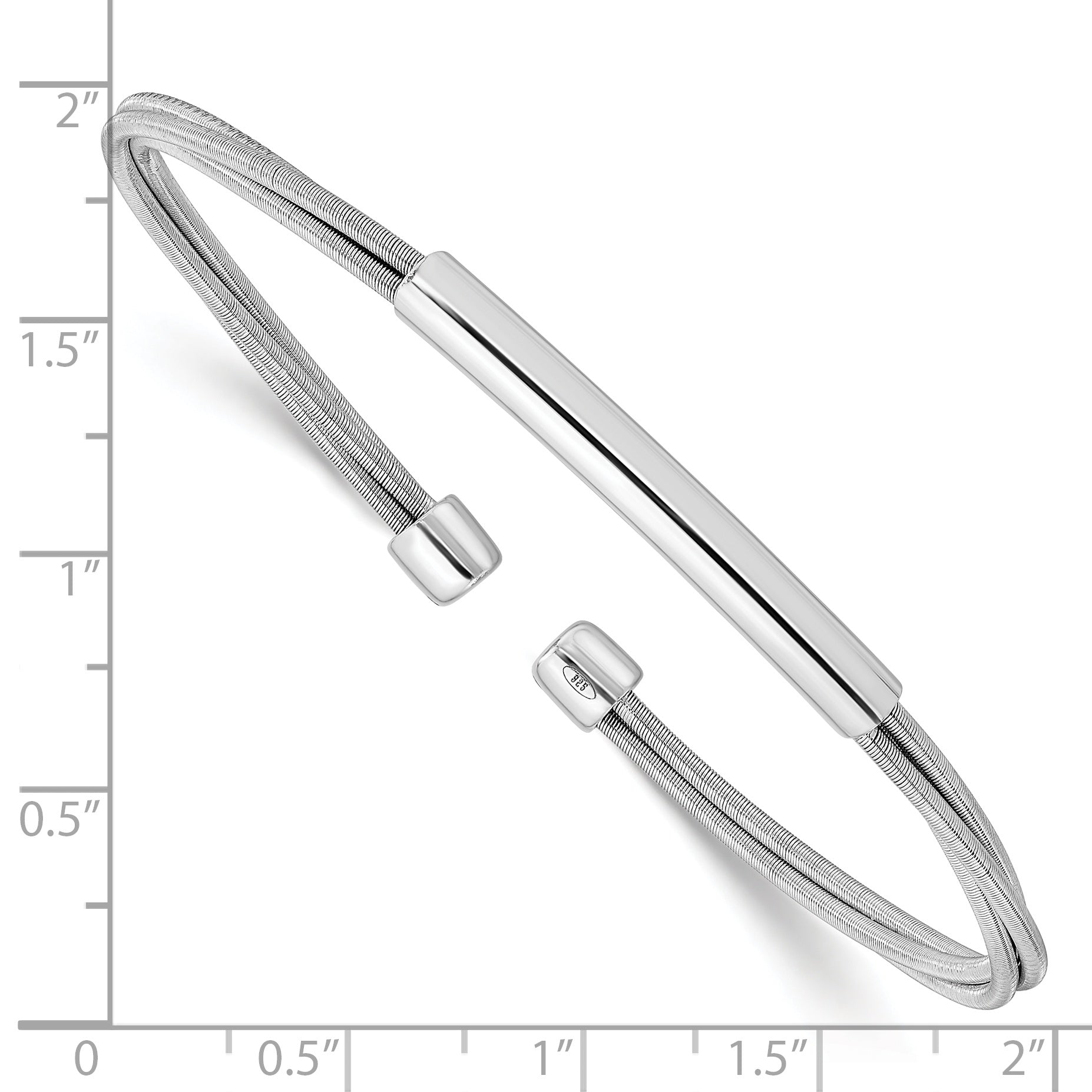 Sterling Silver Rhodium-plated Cuff Bangle