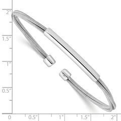 Sterling Silver Rhodium-plated Cuff Bangle
