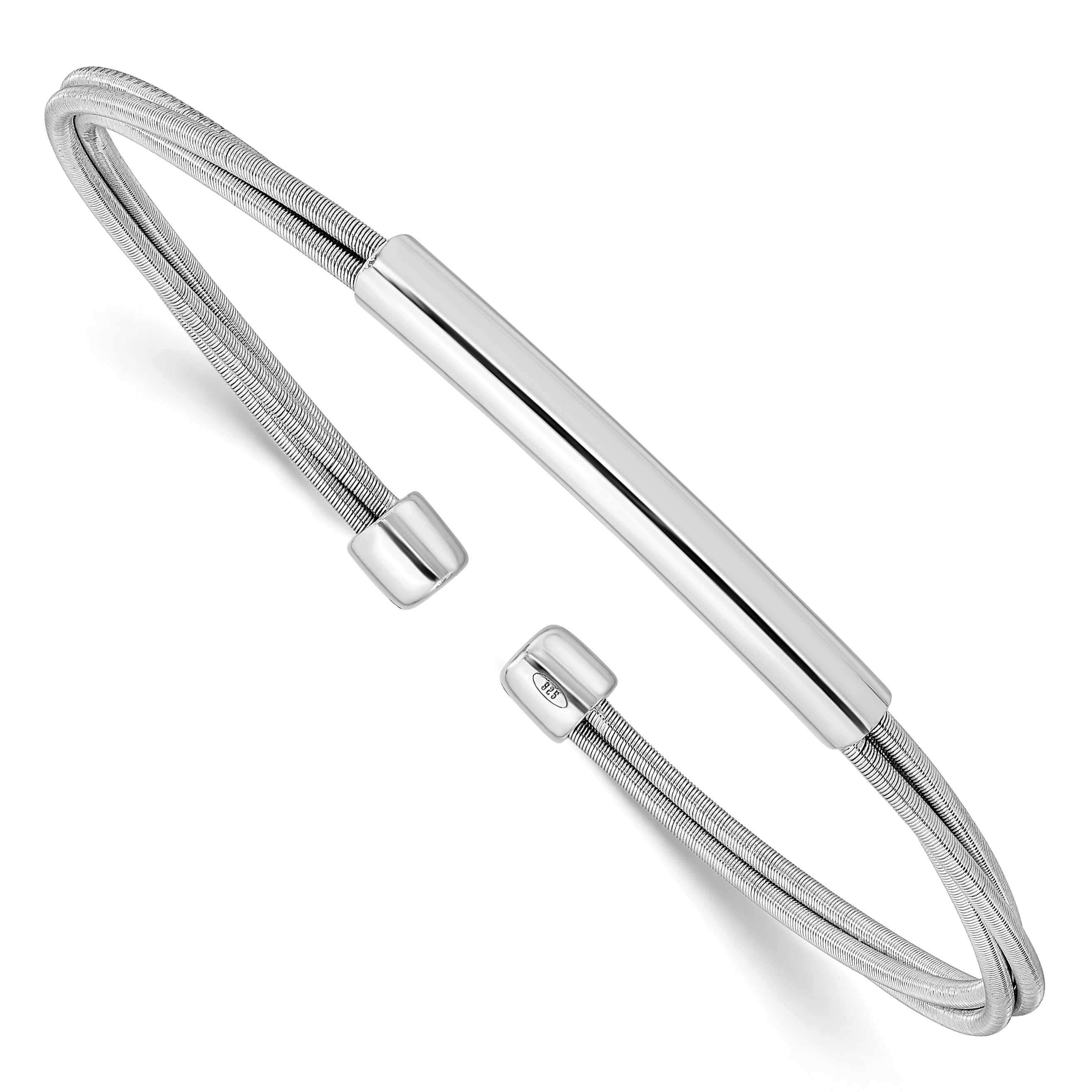 Sterling Silver Rhodium-plated Cuff Bangle Main image