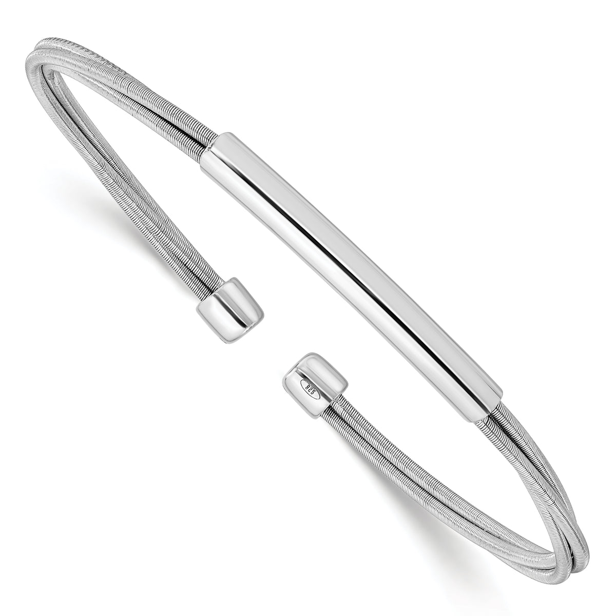 Sterling Silver Rhodium-plated Cuff Bangle