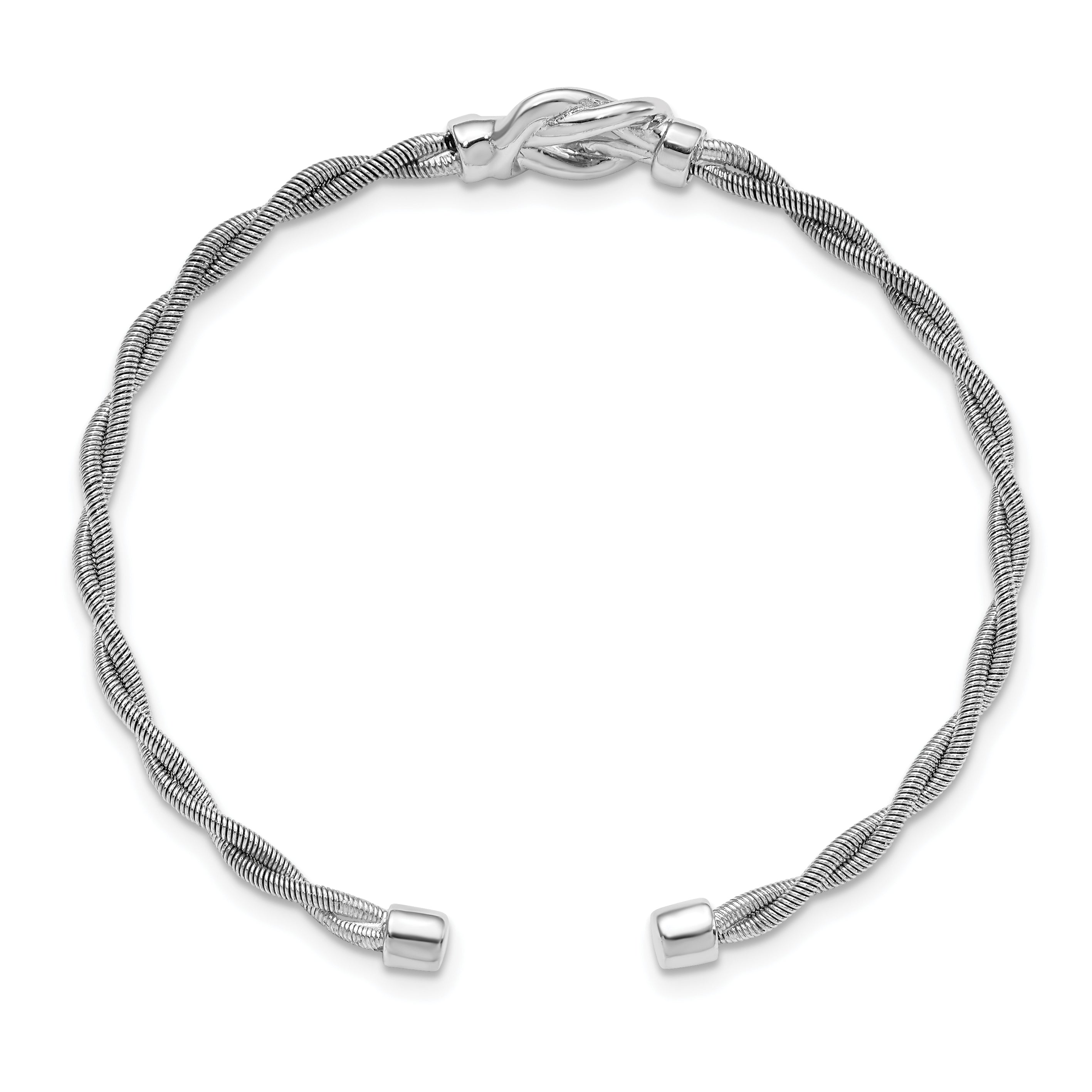 Sterling Silver Rhodium-plated Twisted Cuff Bangle Secondary image