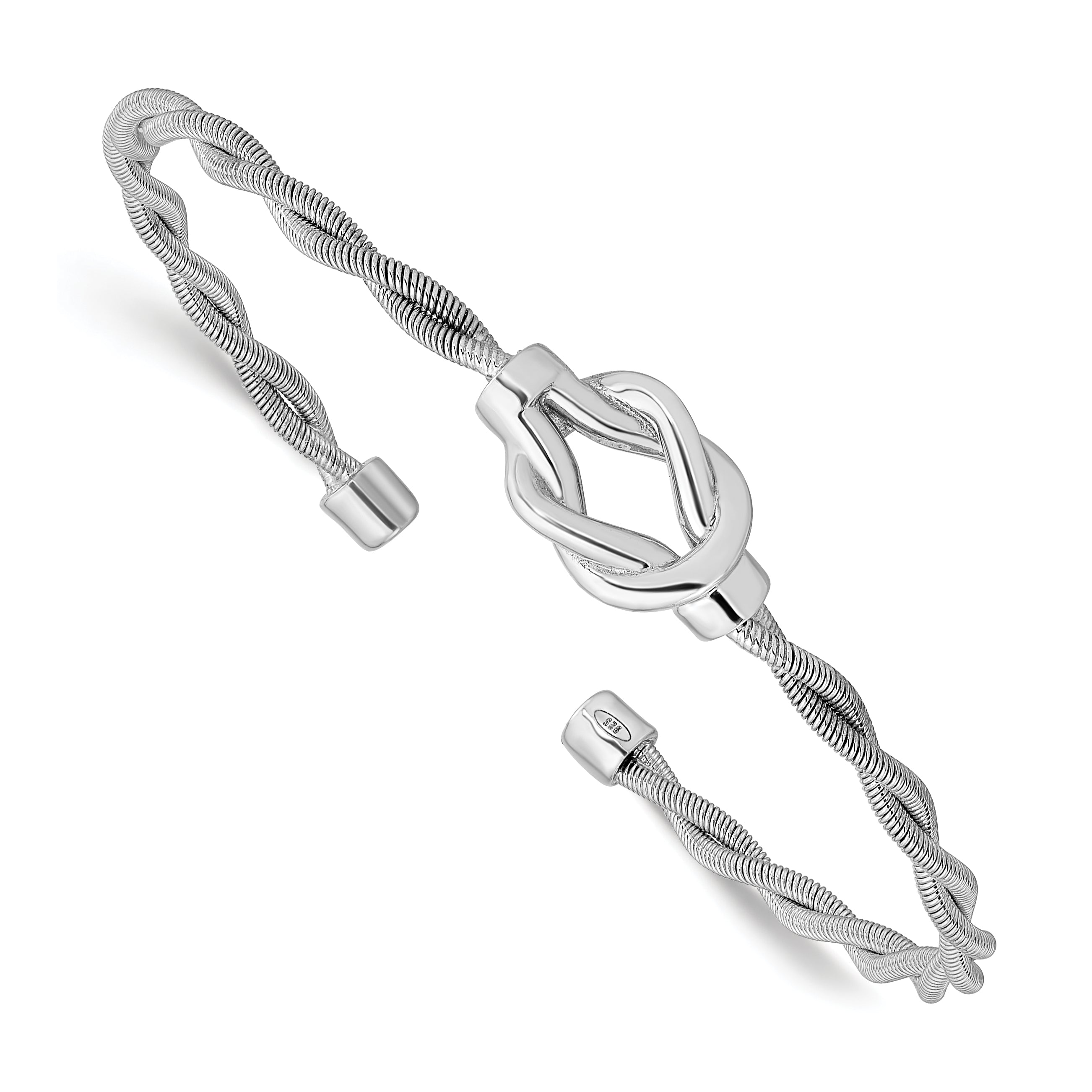 Sterling Silver Rhodium-plated Twisted Cuff Bangle Main image