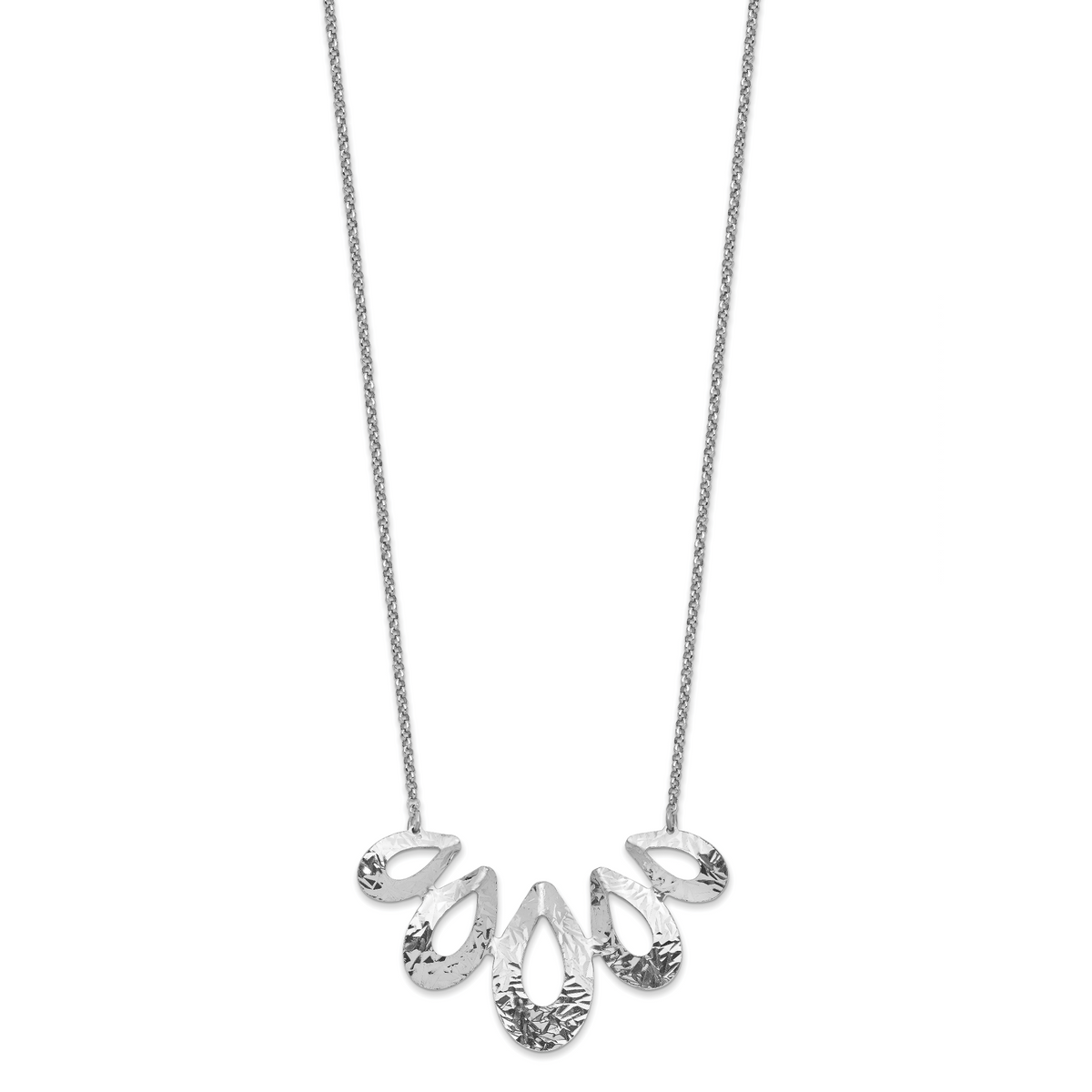 Sterling Silver Rhodium-plated D/C w/ 1in ext. Necklace