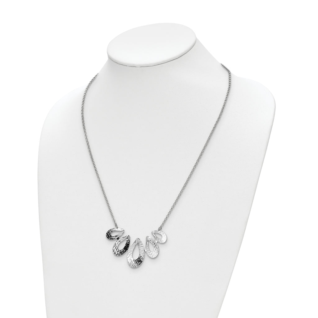 Sterling Silver Rhodium-plated D/C w/ 1in ext. Necklace