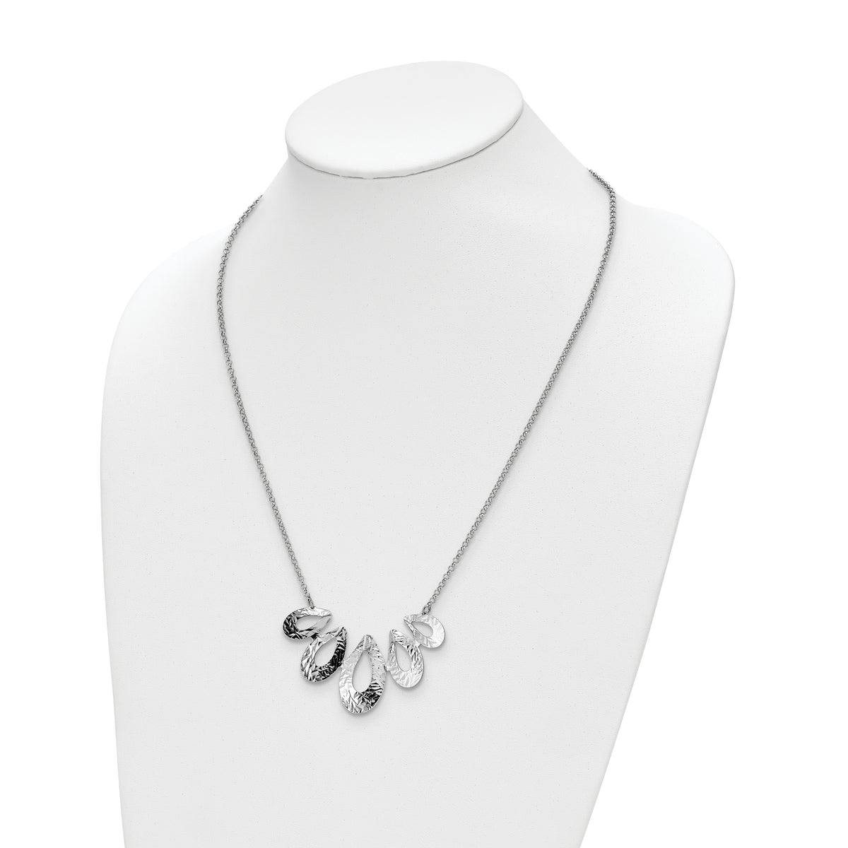 Sterling Silver Rhodium-plated D/C w/ 1in ext. Necklace