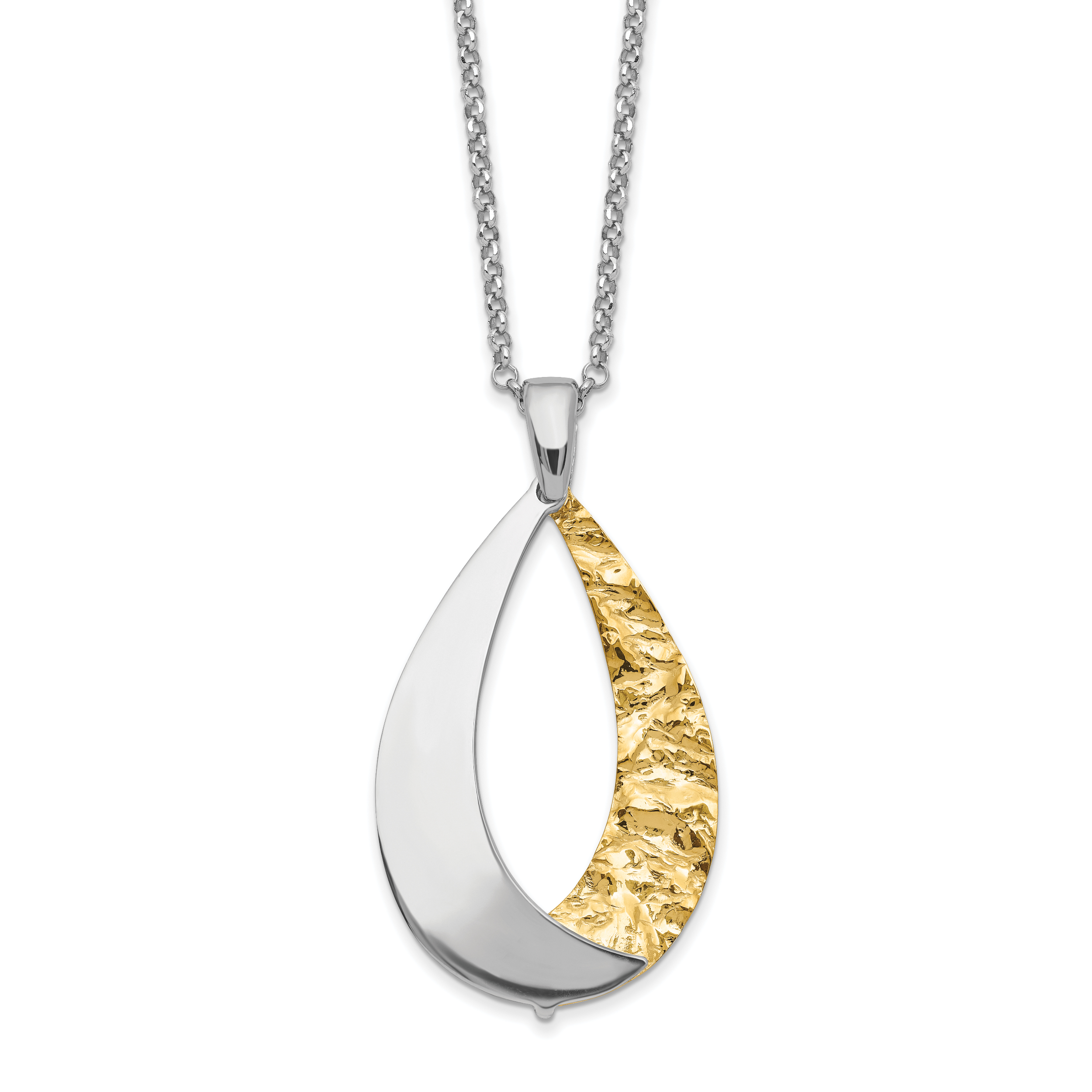 Sterling Silver Rhodium-Plated-plate Gold-plate D/C 18in Plus 1in ext Necklace Main image