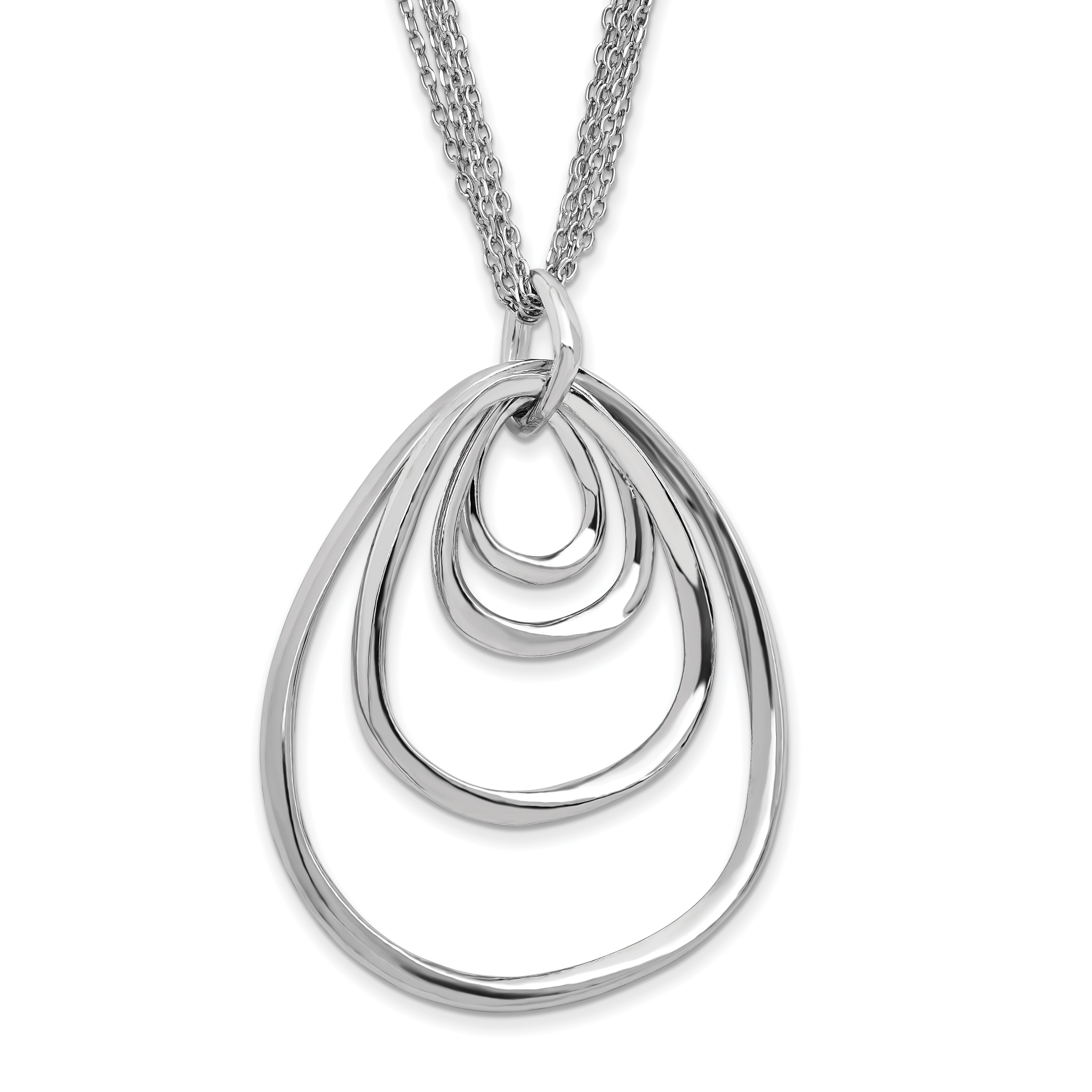 Sterling Silver Rhodium-Rhodium-Plated Multi-strand w/ 2in Necklace Secondary image