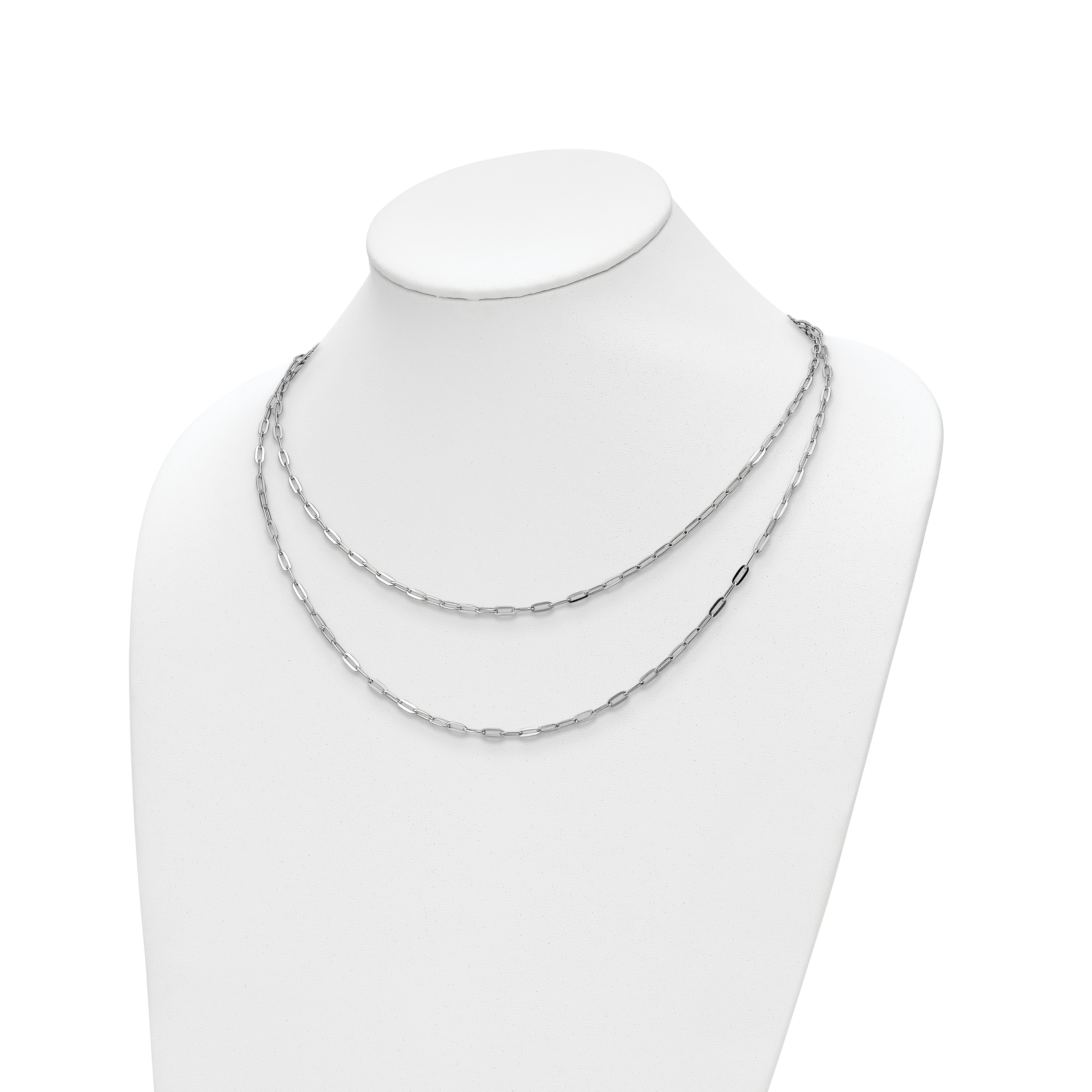 Sterling Silver Rhodium-Rhodium-Plated Multi-strand w/ 2in Ext. Necklace Secondary image