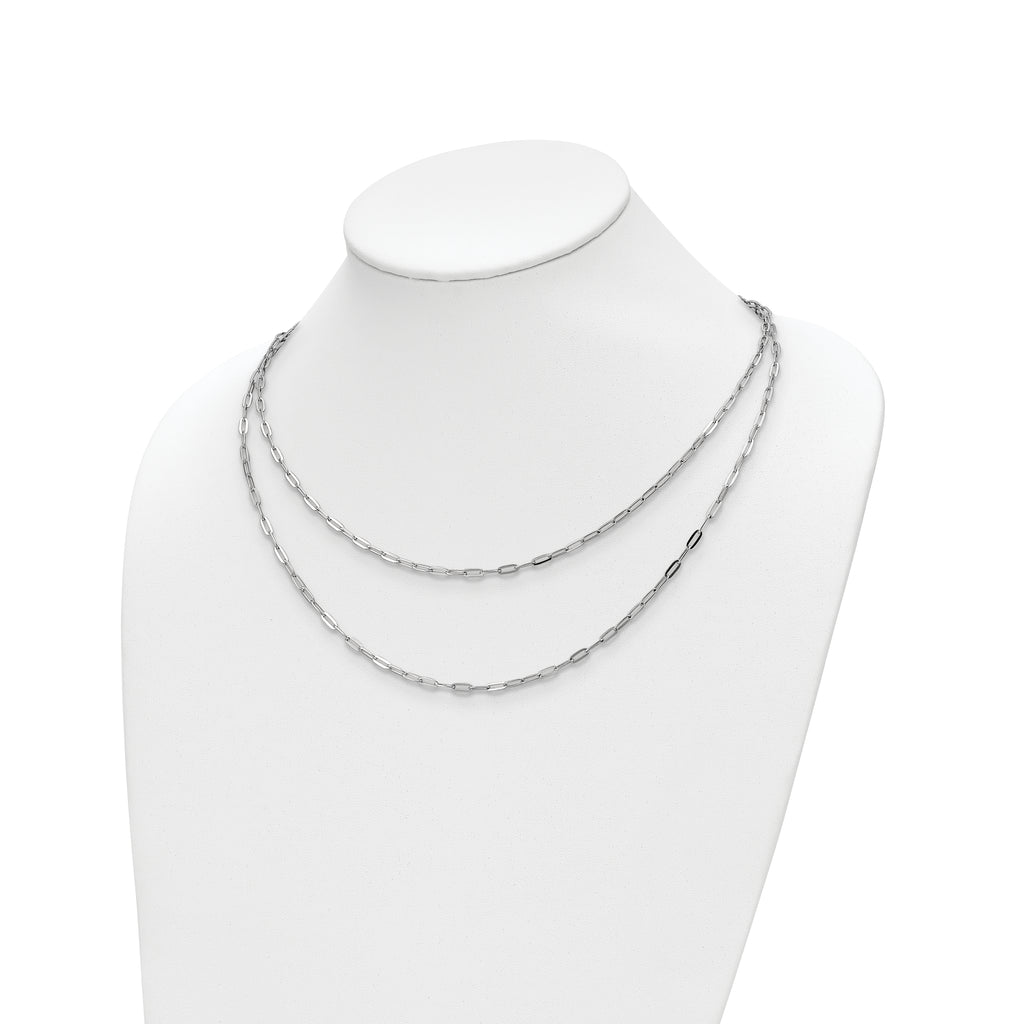 Sterling Silver Rhodium-plated Multi-strand w/ 2in Ext. Necklace