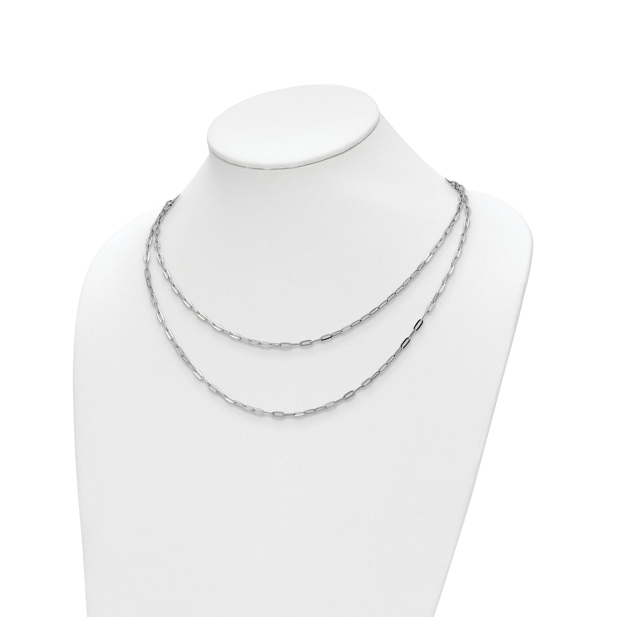 Sterling Silver Rhodium-plated Multi-strand w/ 2in Ext. Necklace