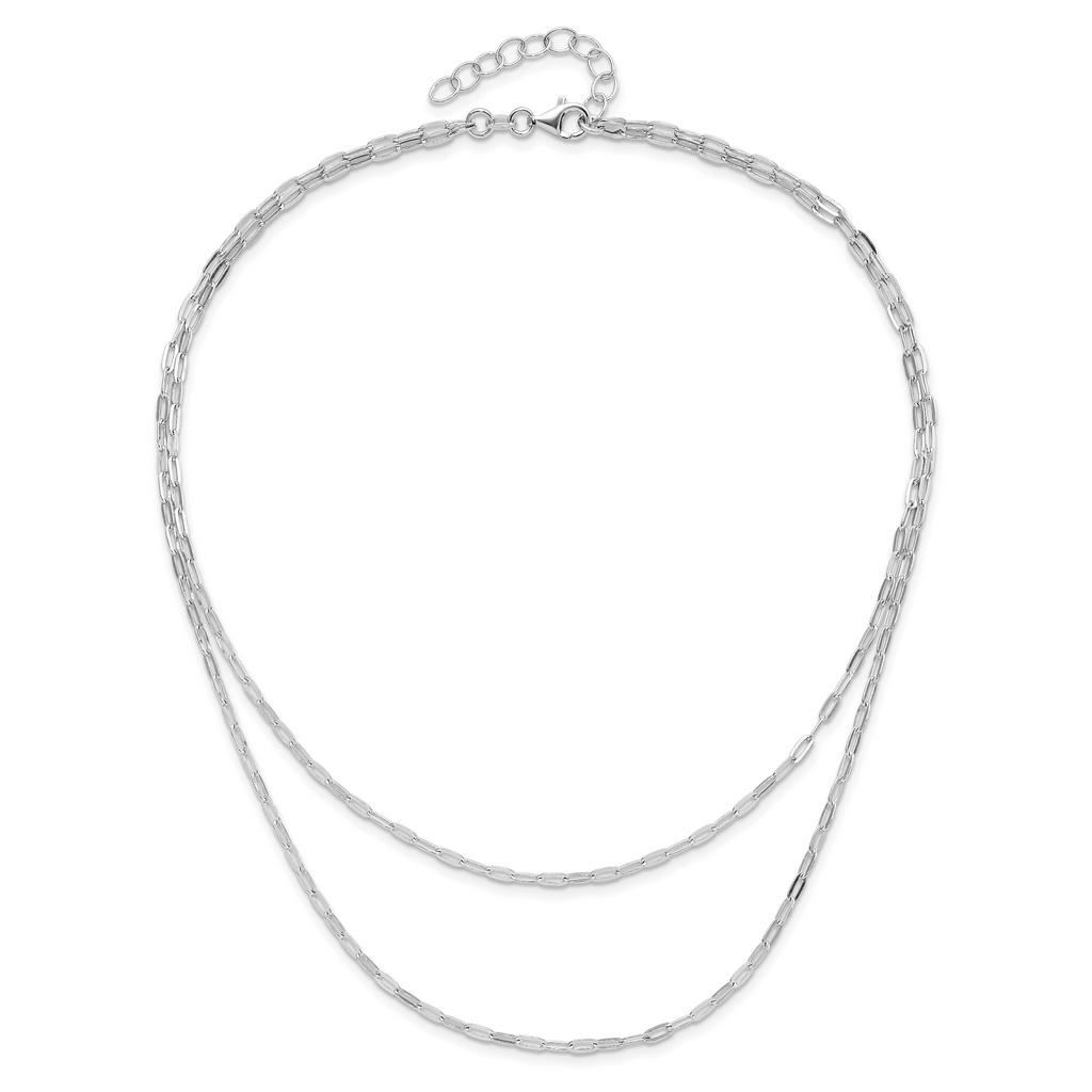 Sterling Silver Rhodium-plated Multi-strand w/ 2in Ext. Necklace