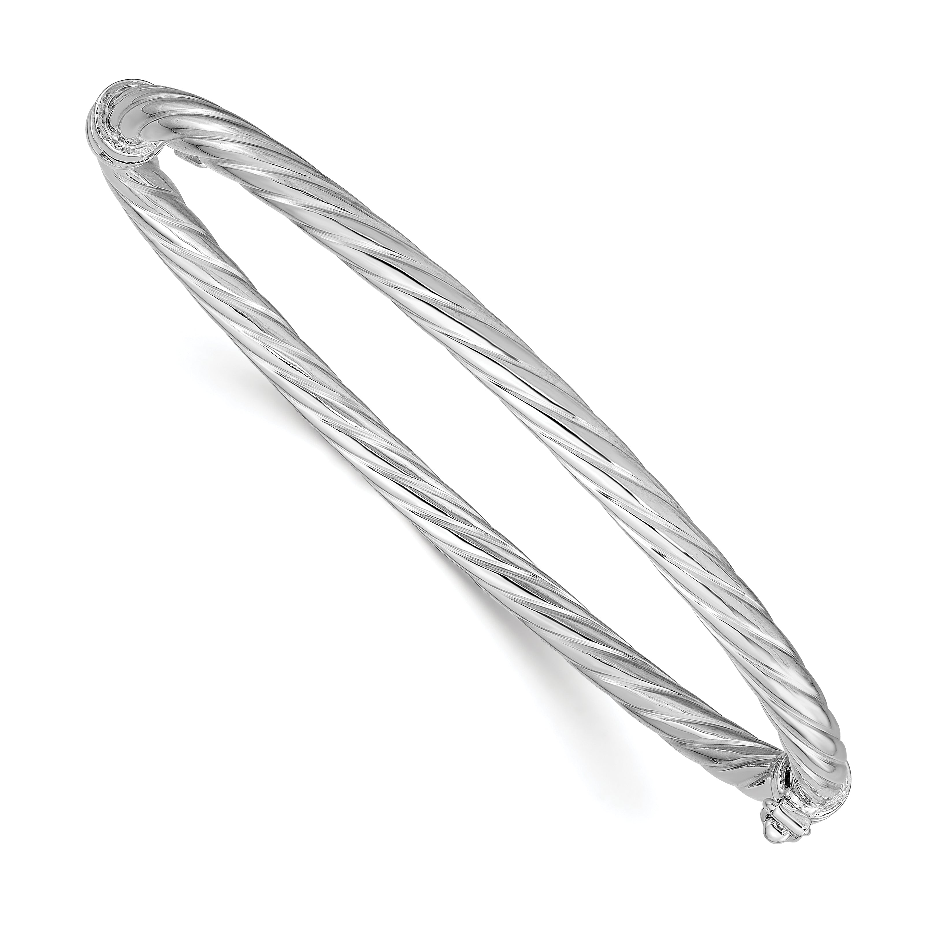 Sterling Silver Rhodium-Rhodium-Plated Twisted Bangle