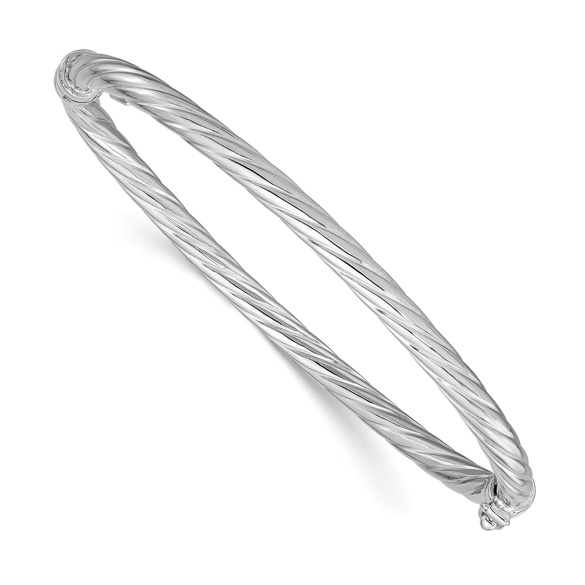 Sterling Silver Rhodium-Rhodium-Plated Twisted Bangle