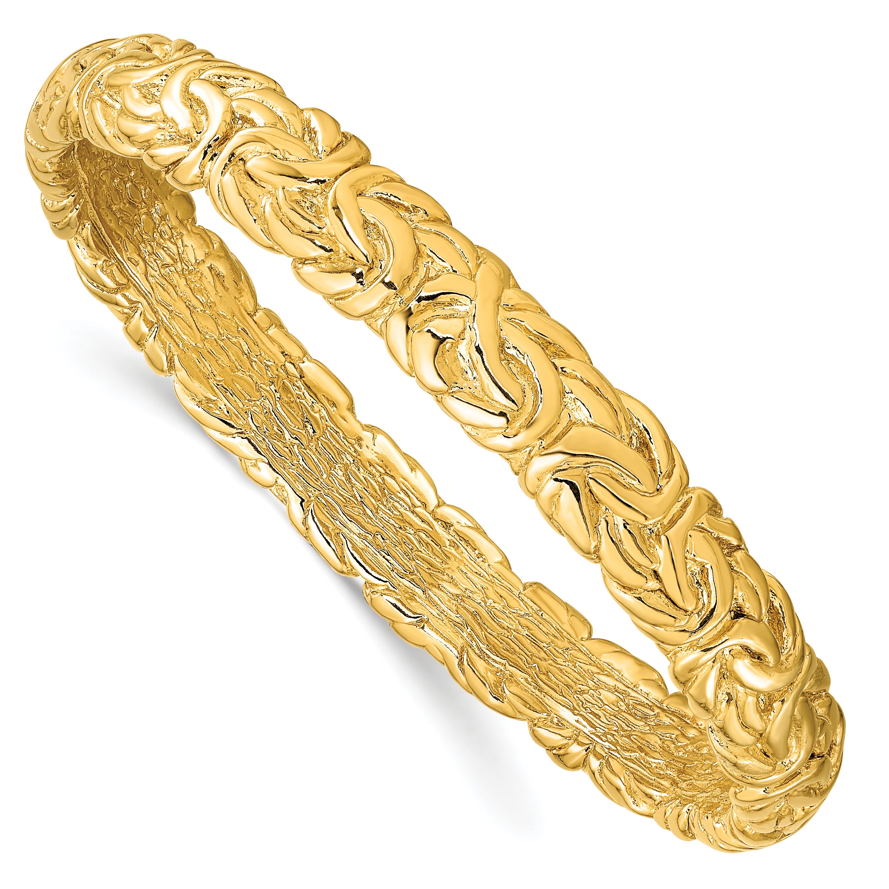 Sterling Silver Gold-tone Textured Hollow Bangle Secondary image