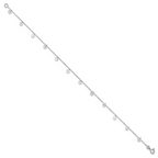 Sterling Silver Rhodium-plated CZ Anklet