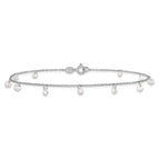 Sterling Silver Rhodium-plated CZ Anklet