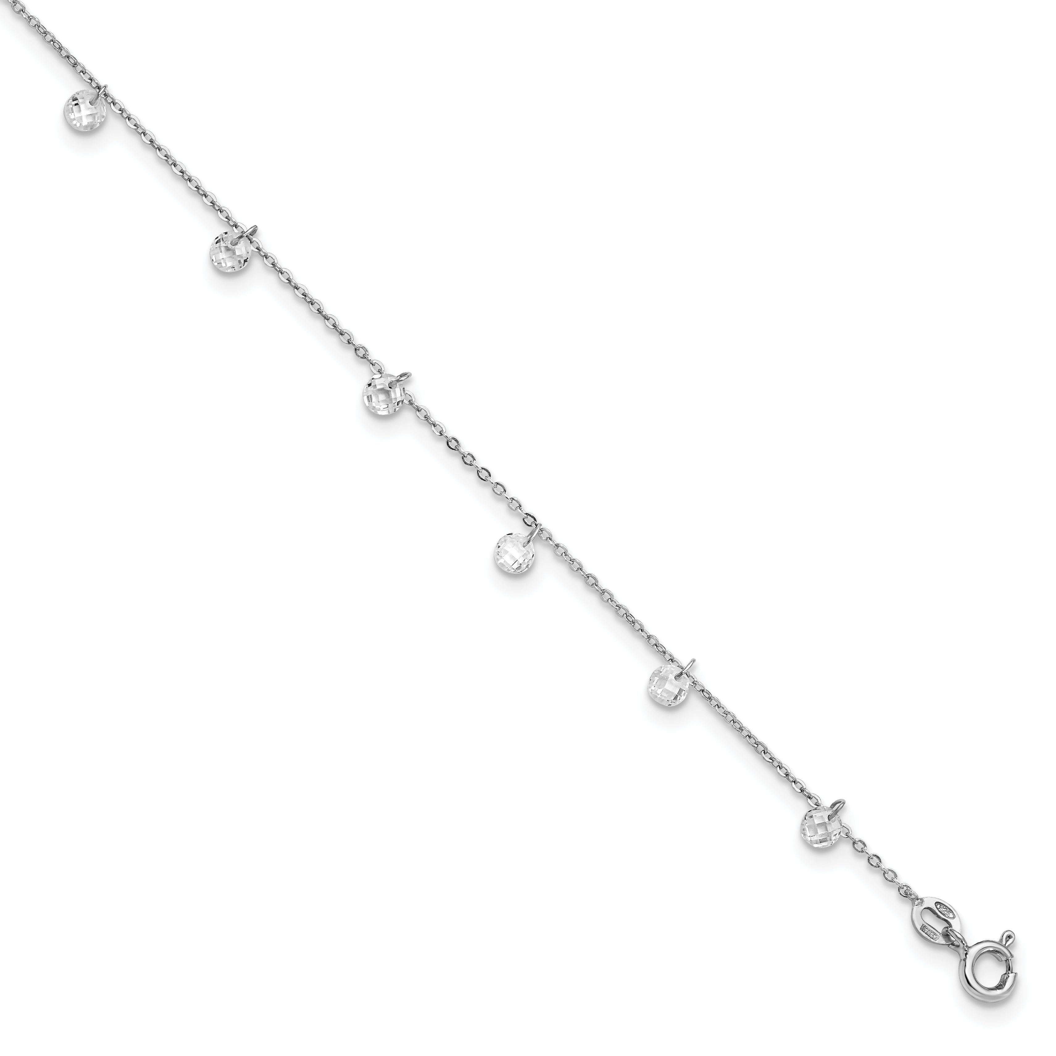 Sterling Silver Rhodium-Rhodium-Plated CZ Anklet Main image
