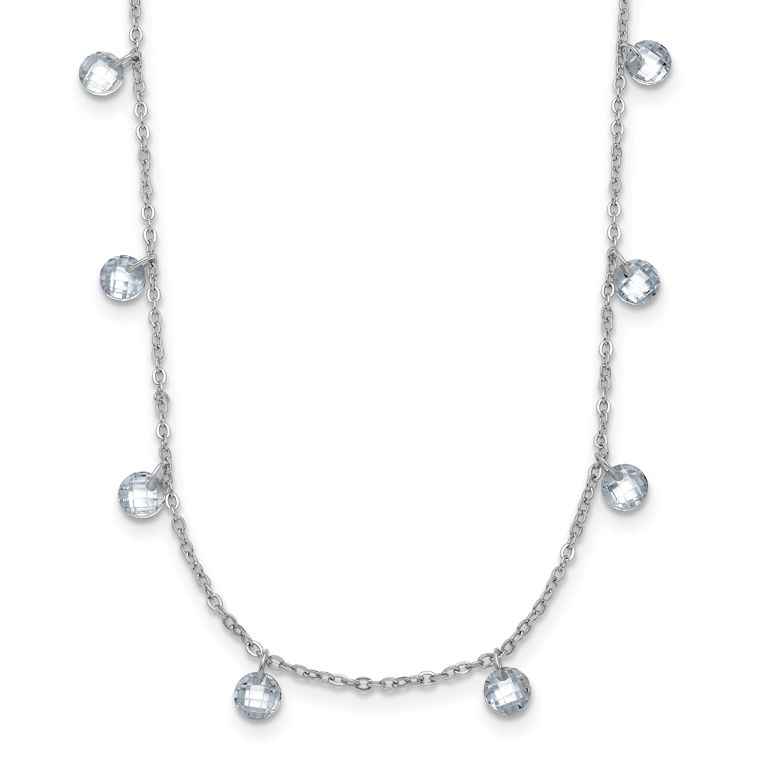 Sterling Silver Rhodium-Rhodium-Plated CZ w/1in ext. Necklace Main image