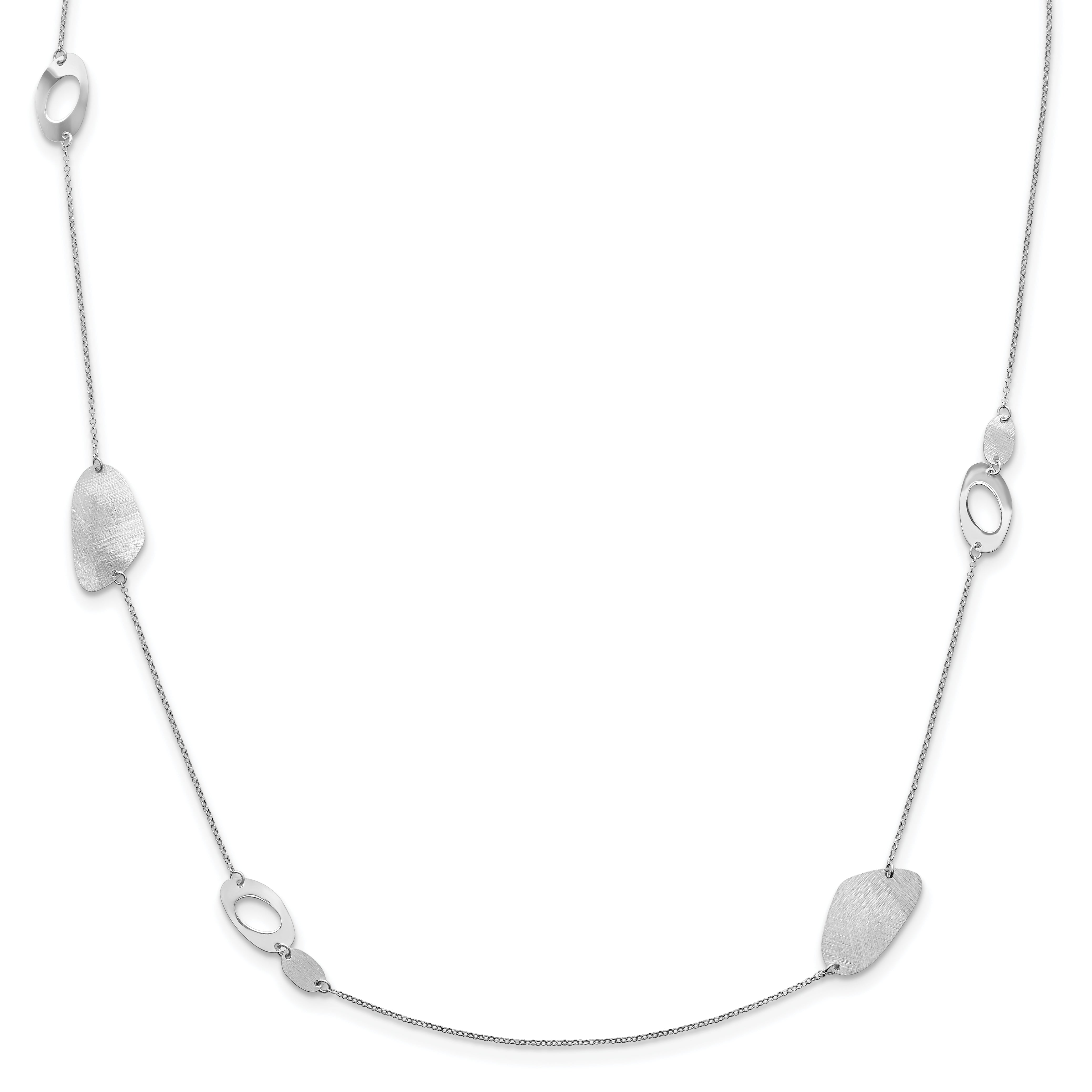 Radiant Essence Sterling Silver Rhodium-Rhodium-Plated Brushed Necklace