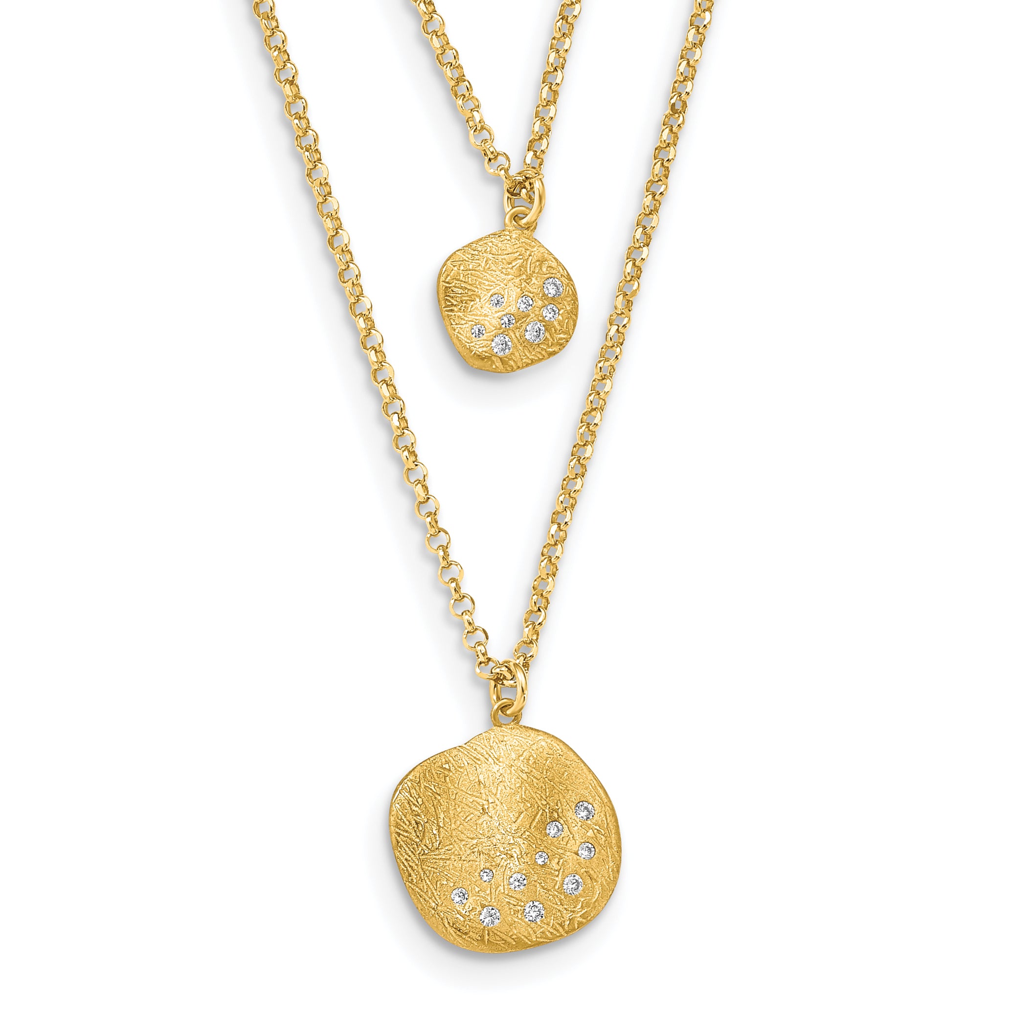 Radiant Essence SS Gold-pl CZ Brushed 2-strand w/ 1.75 ext. Necklace Main image