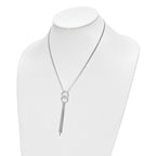 Sterling Silver Rhod- pl Multi-strand Tassel w/ 2in ext Necklace