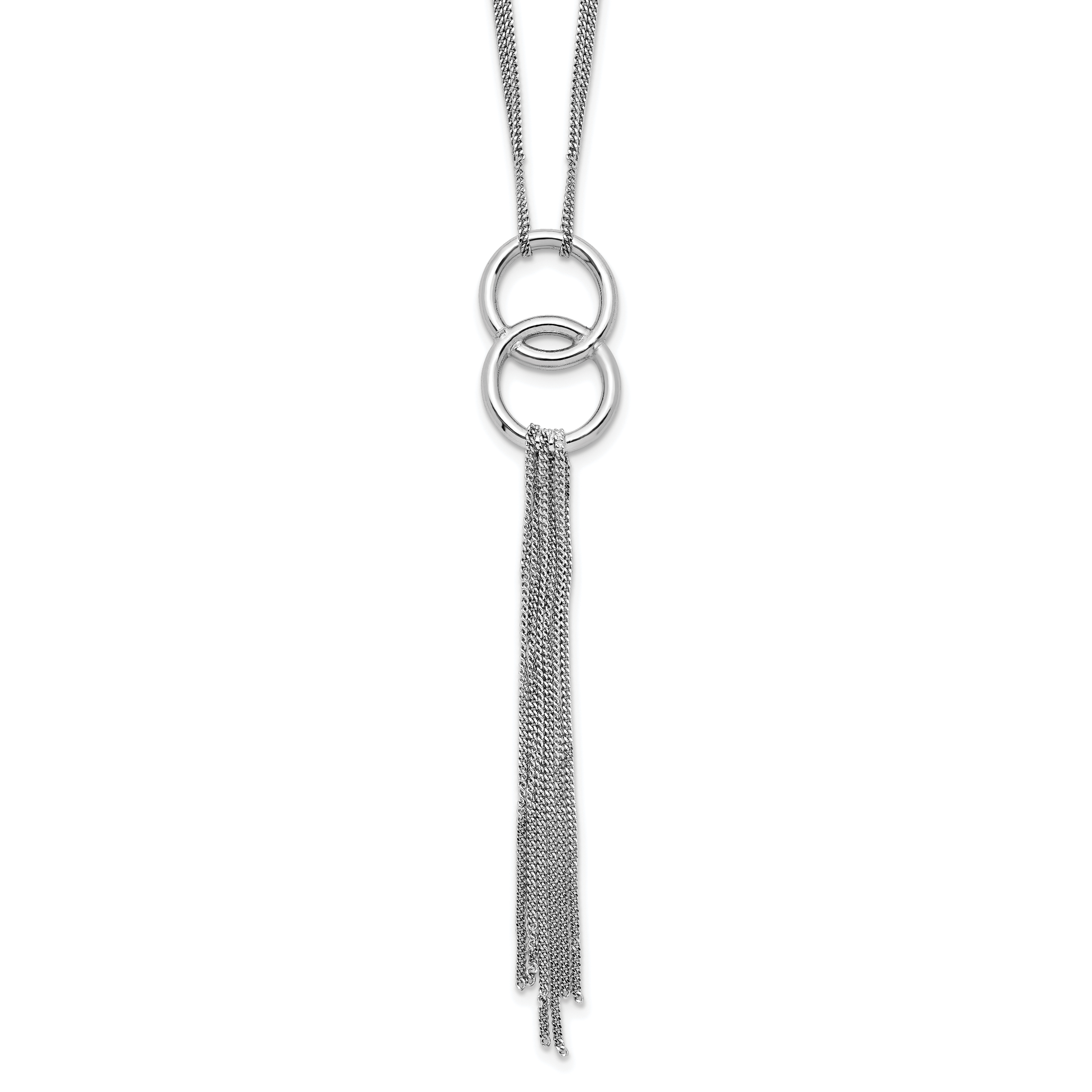 Sterling Silver Rhod- pl Multi-strand Tassel w/ 2in ext Necklace Main image