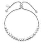 Sterling Silver Rhodium-plated Polished Heart Bolo Bracelet