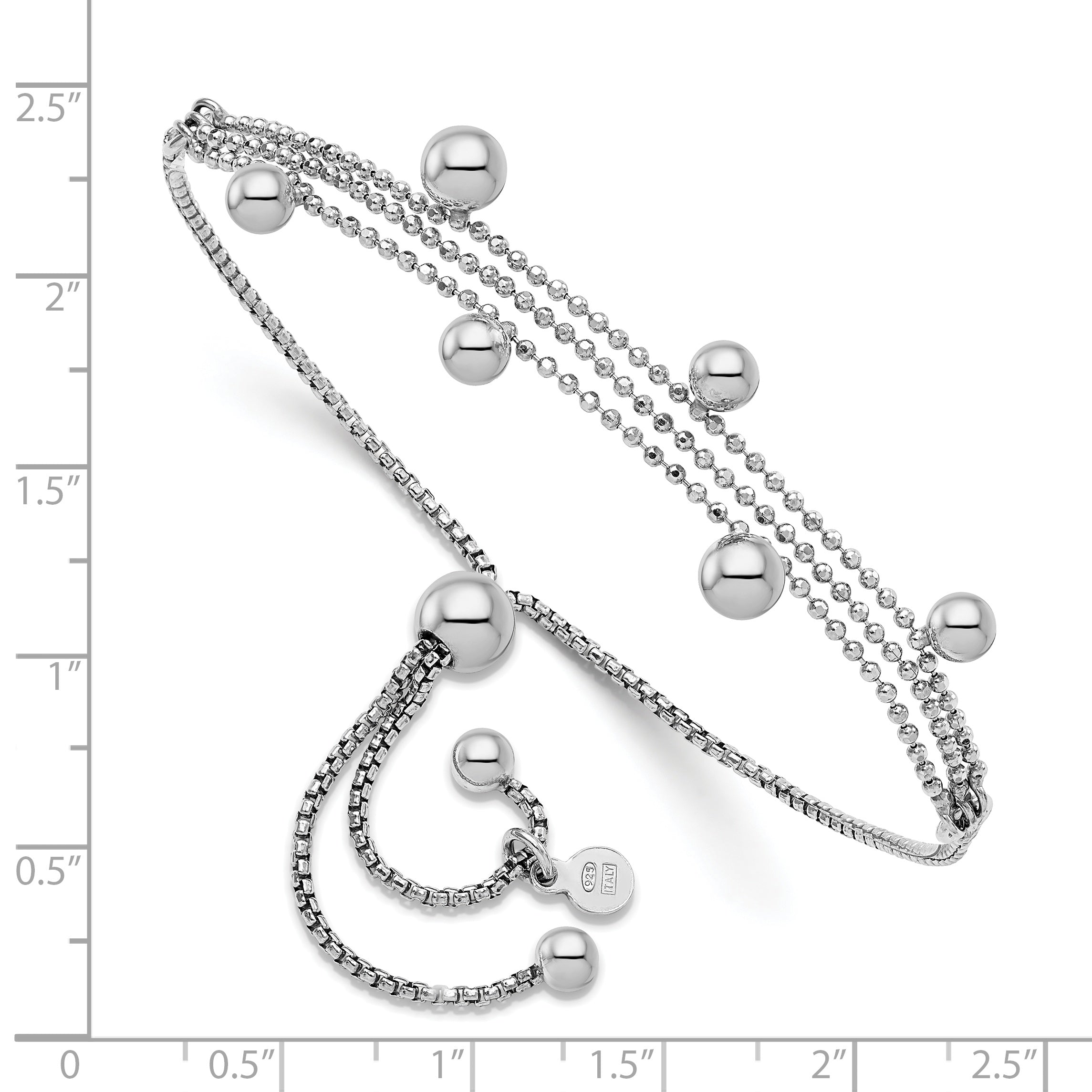 Sterling Silver Rhodium-plated Beaded Multi-strand Bolo Bracelet Secondary image