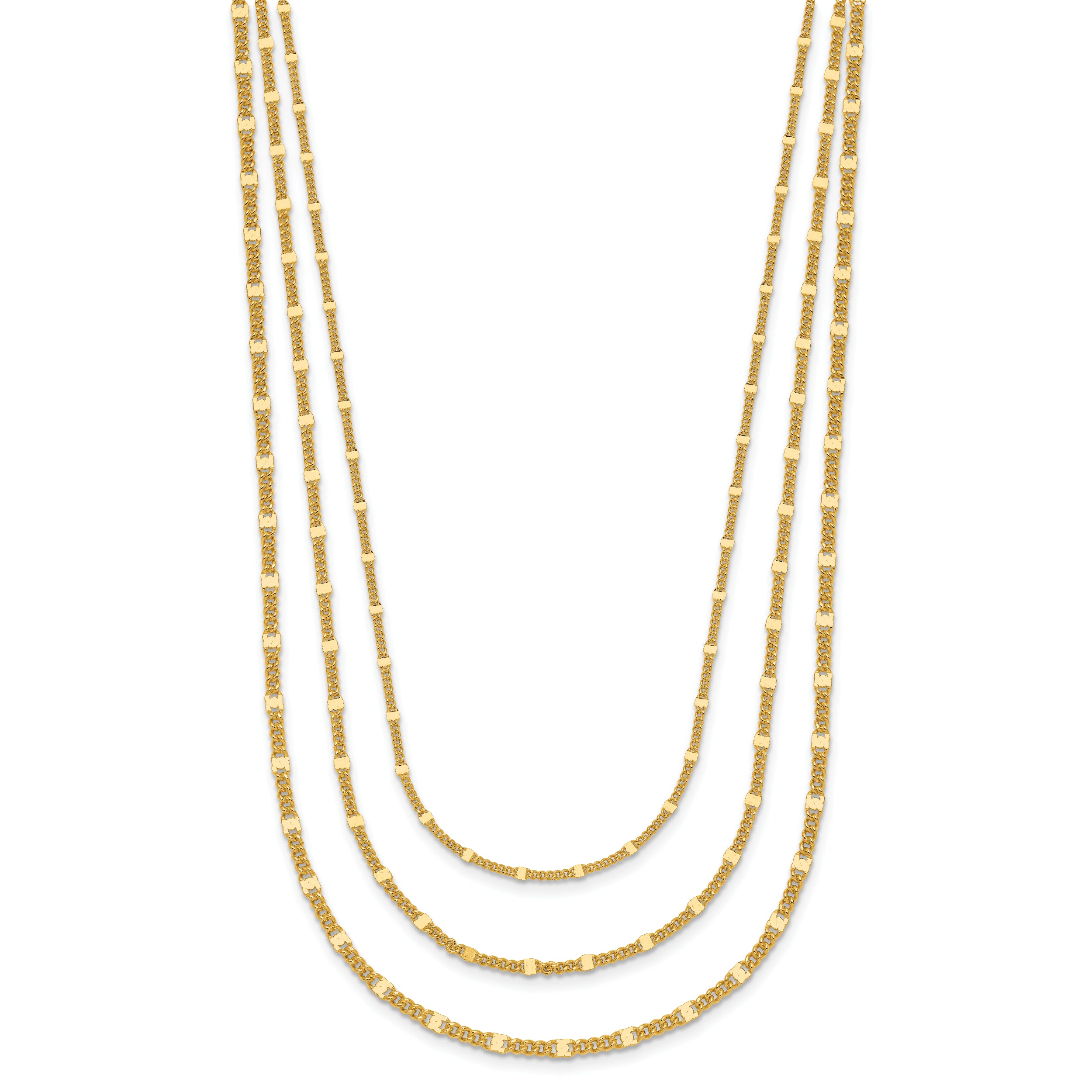 Sterling Silver Gold-tone Multi-strand with 1.5in ext. Necklace