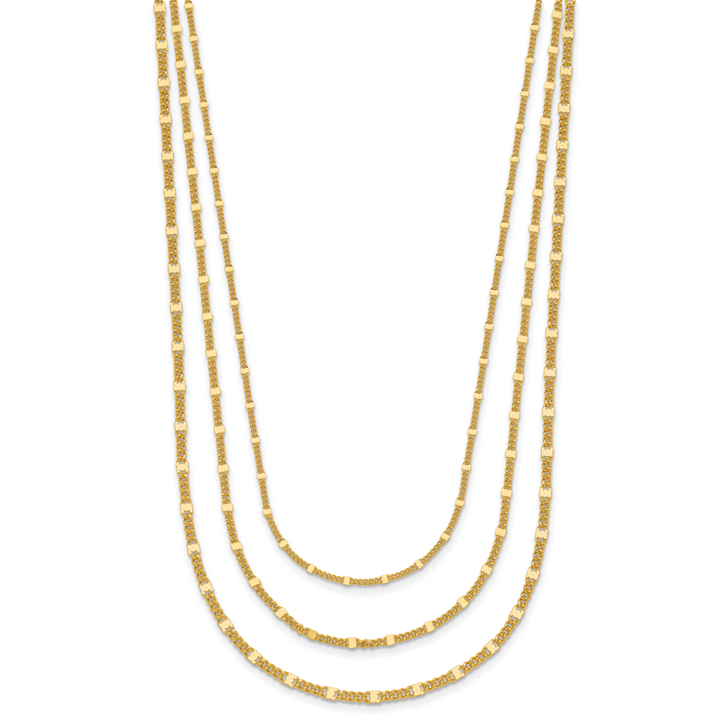 Sterling Silver Gold-tone Multi-strand with 1.5in ext. Necklace