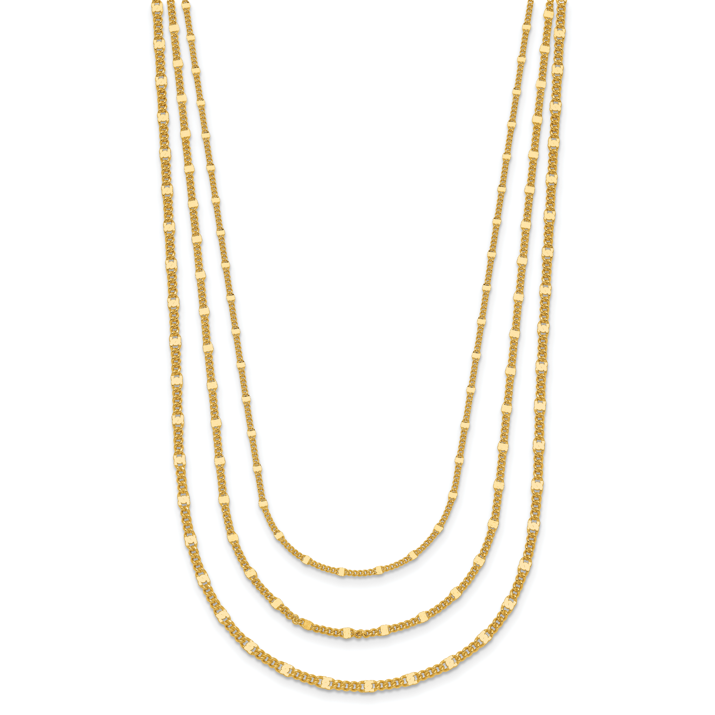 Sterling Silver Gold-tone Multi-strand with 1.5in ext. Necklace