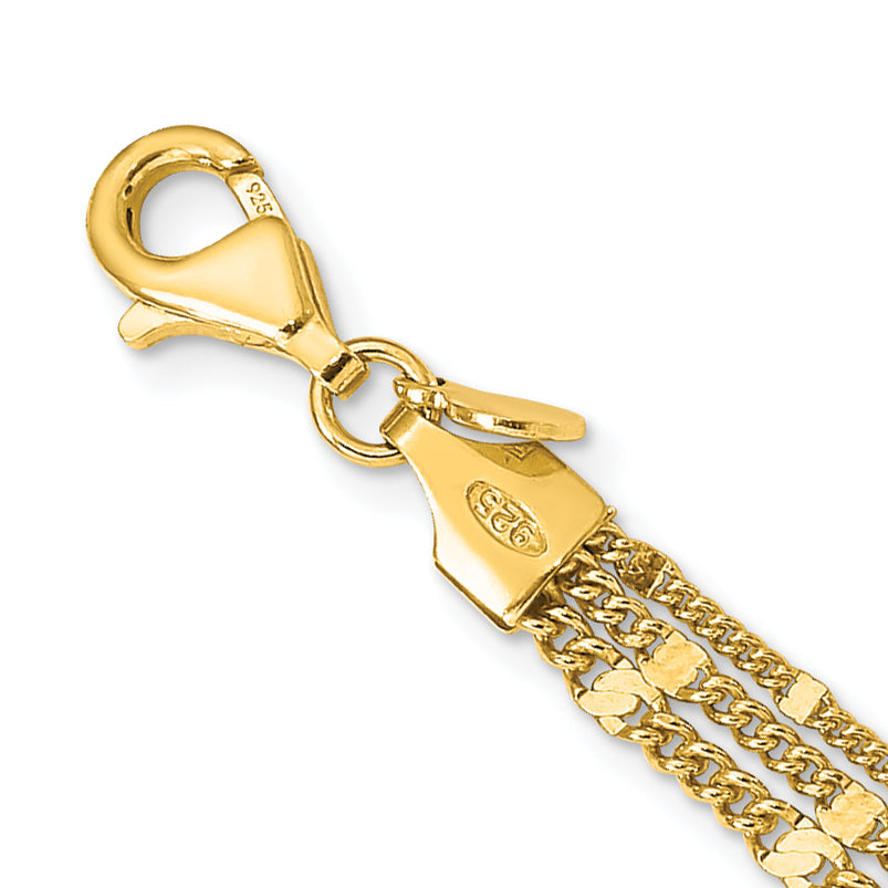 Sterling Silver Gold-tone Multi-strand with 1.5in ext. Necklace