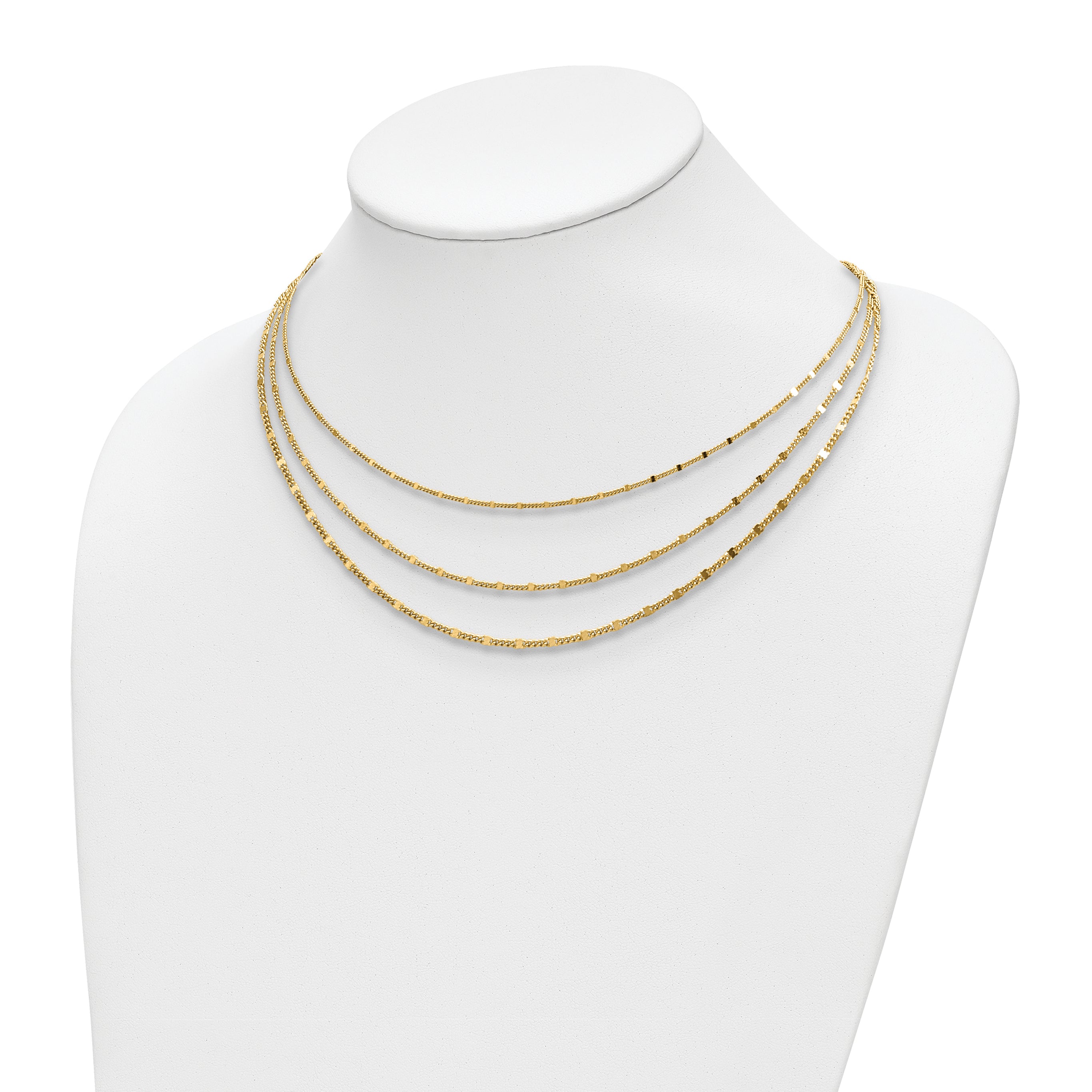Sterling Silver Gold-tone Multi-strand with 1.5in ext. Necklace