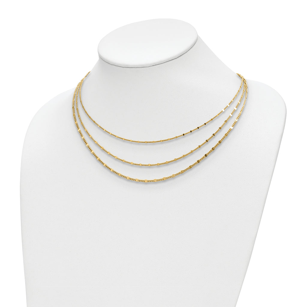 Sterling Silver Gold-tone Multi-strand with 1.5in ext. Necklace