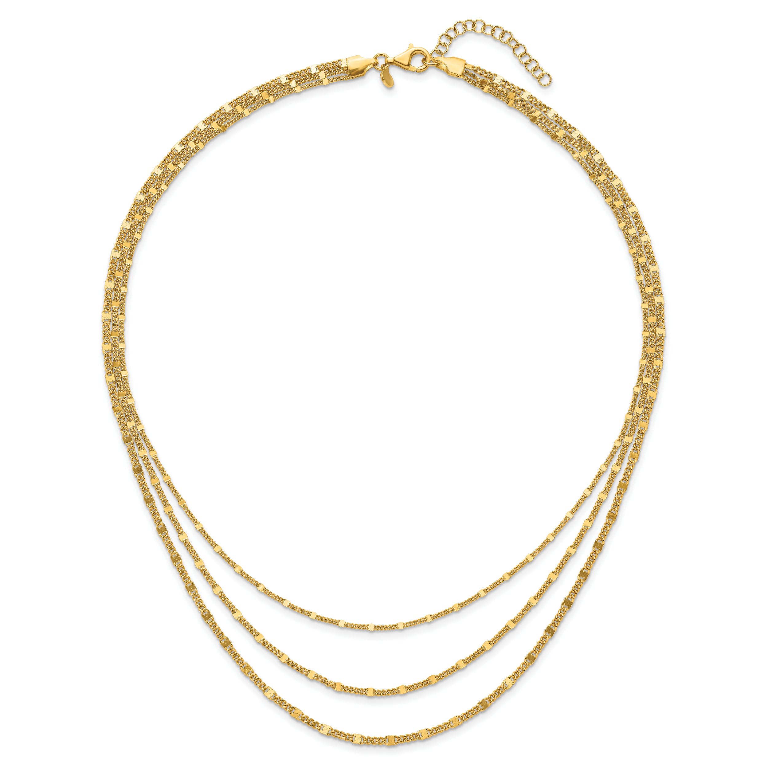 Sterling Silver Gold-tone Multi-strand with 1.5in ext. Necklace