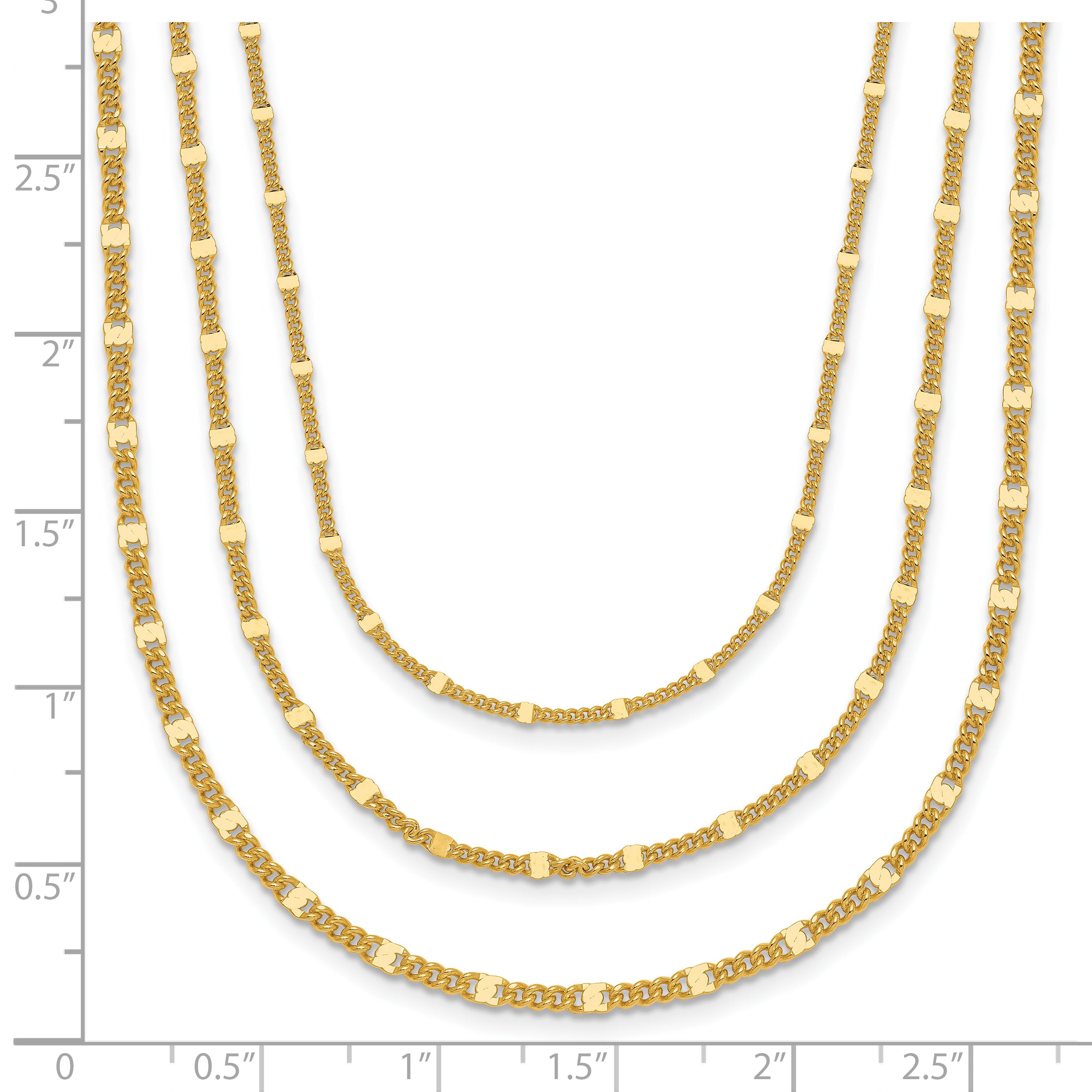 Sterling Silver Gold-tone Multi-strand with 1.5in ext. Necklace