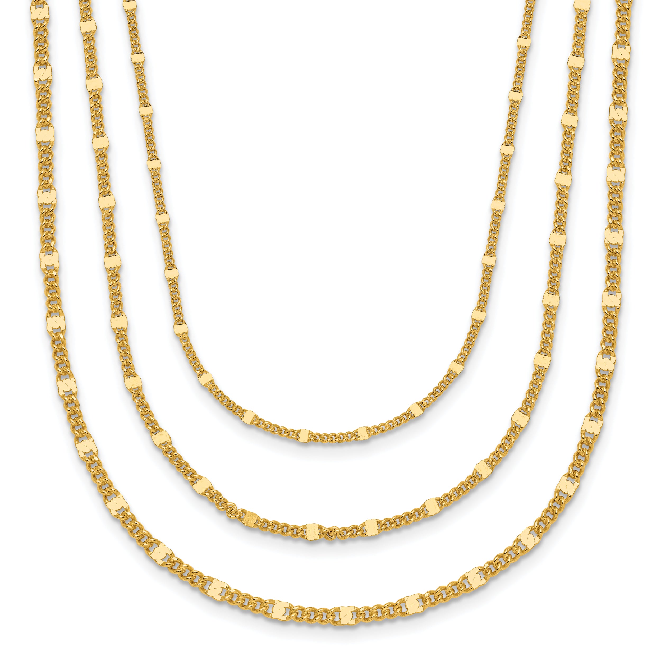 Sterling Silver Gold-tone Multi-strand with 1.5in ext. Necklace
