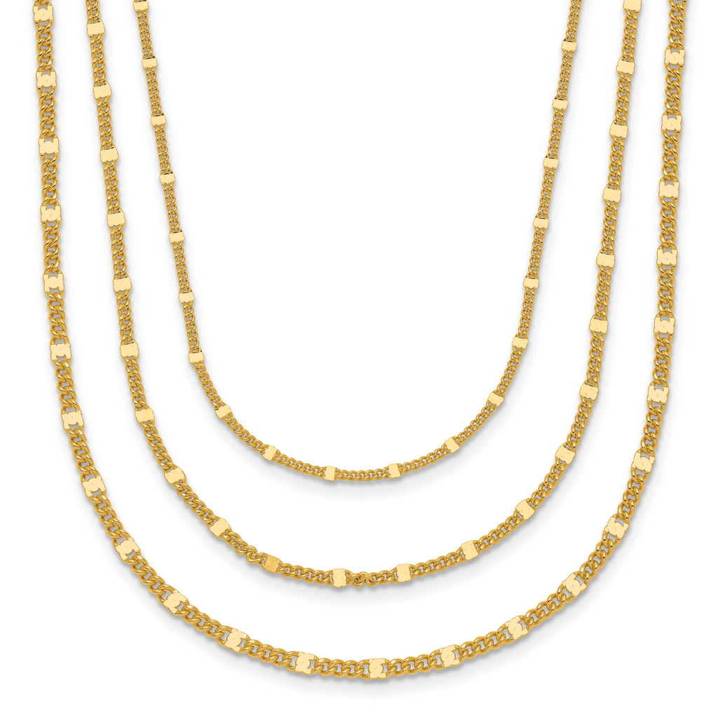 Sterling Silver Gold-tone Multi-strand with 1.5in ext. Necklace